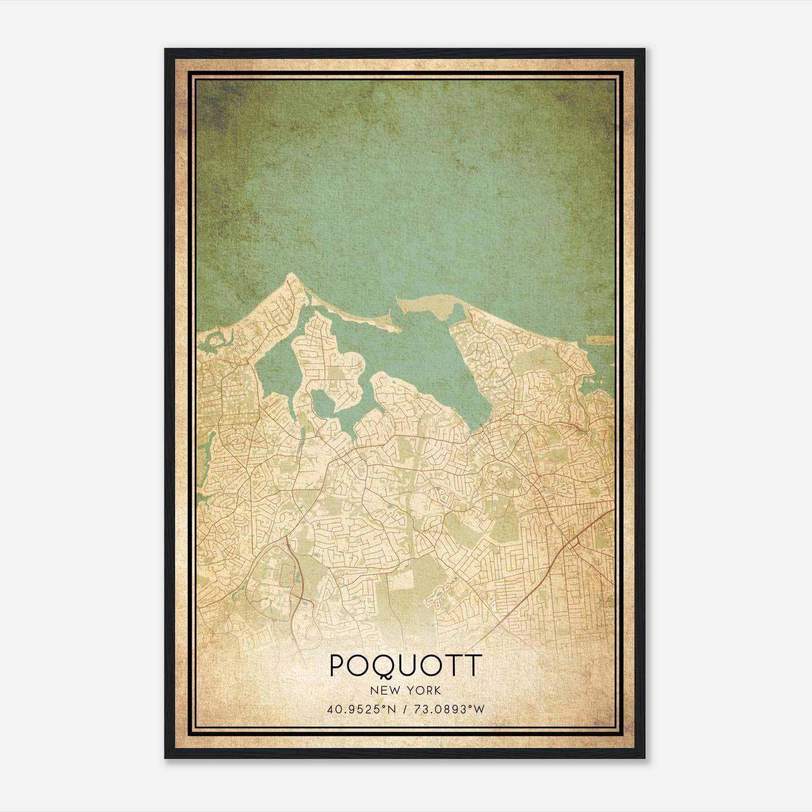 Vintage Poquott New York Map Poster, Poquott NY City Road Wall Art Print Vintage Poquott New York Map Poster, Poquott NY City Road Wall Art Print