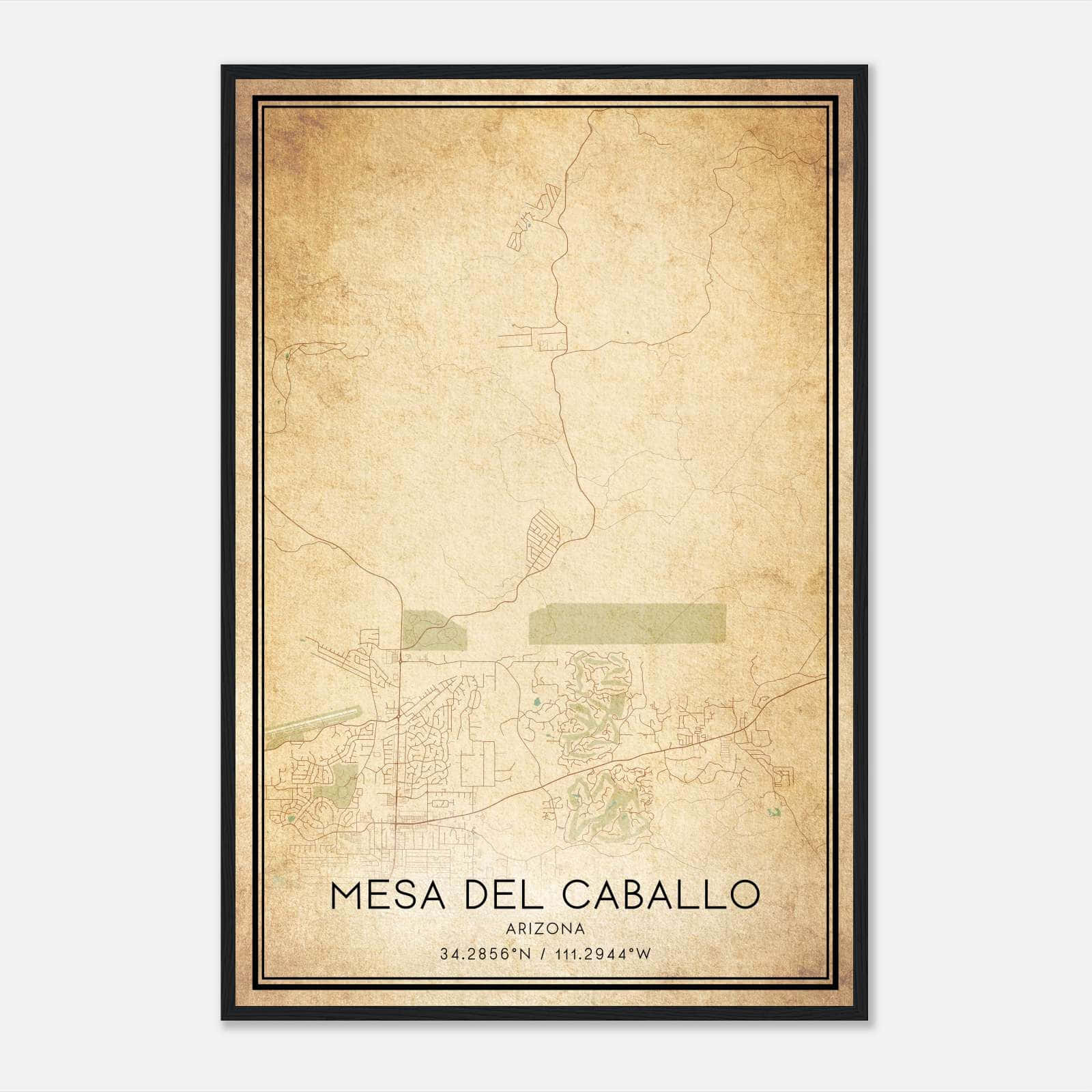 Vintage Mesa Del Caballo Arizona Map Poster, Mesa Del Caballo AZ City Road Wall Art Print Vintage Mesa Del Caballo Arizona Map Poster, Mesa Del Caballo AZ City Road Wall Art Print
