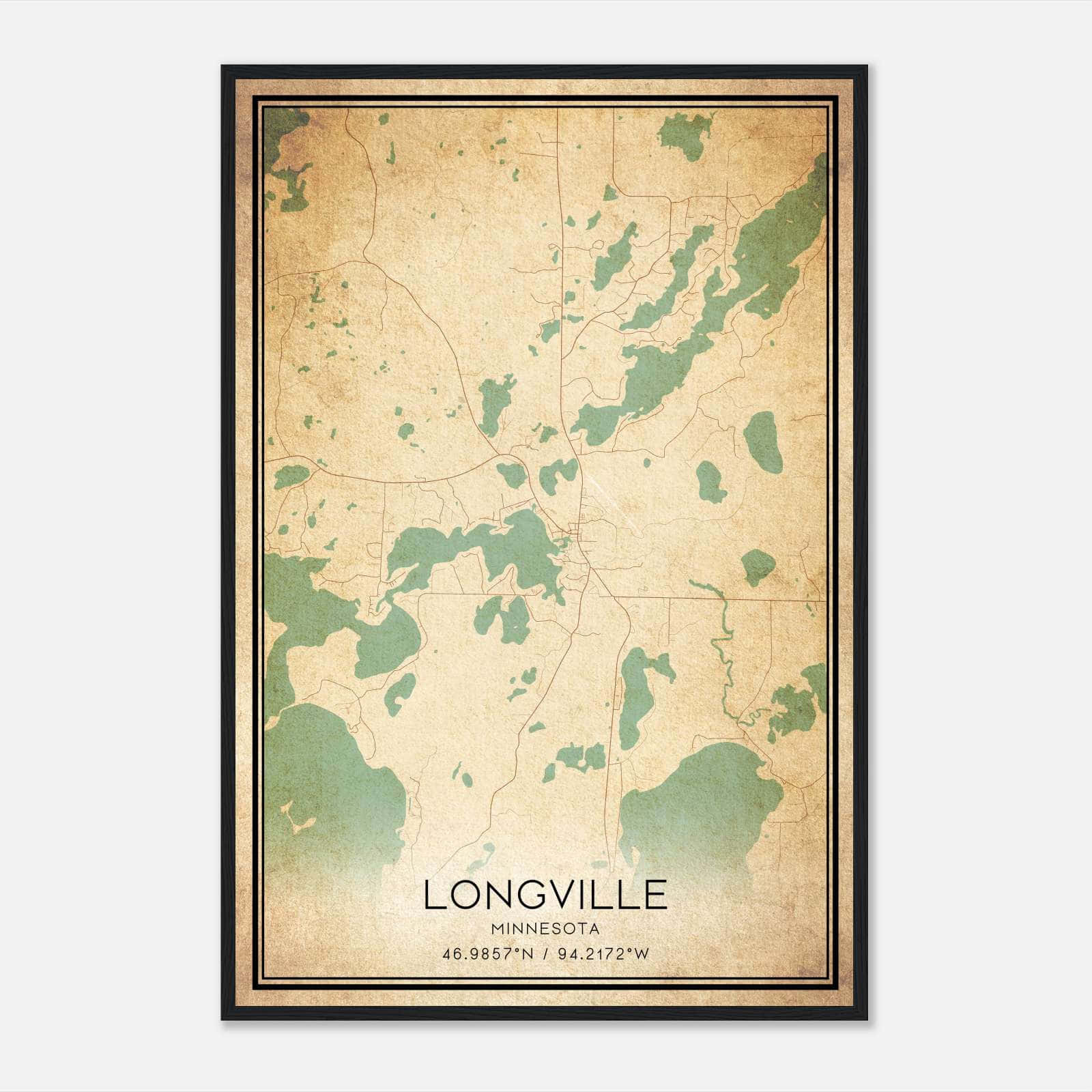 Vintage Longville Minnesota Map Poster, Longville MN City Road Wall Art Print Vintage Longville Minnesota Map Poster, Longville MN City Road Wall Art Print