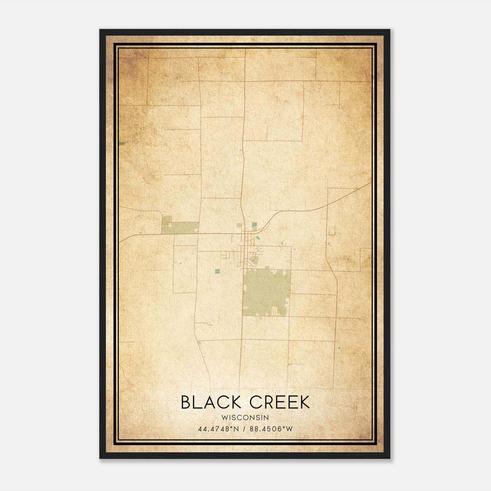 Vintage Black Creek Wisconsin Map Poster, Black Creek WI City Road Wall Art Print Vintage Black Creek Wisconsin Map Poster, Black Creek WI City Road Wall Art Print