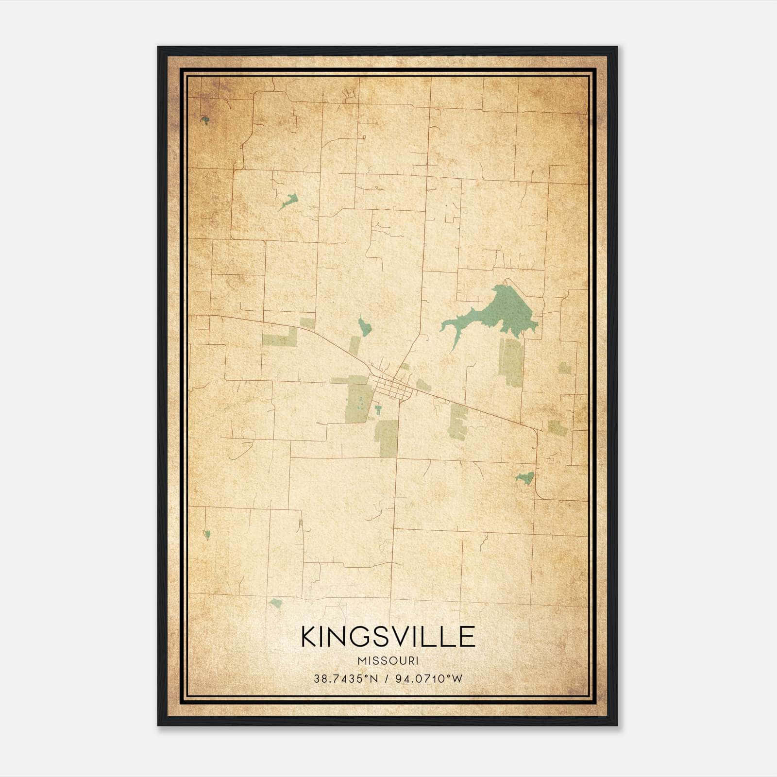 Vintage Kingsville Missouri Map Poster, Kingsville MO City Road Wall Art Print Vintage Kingsville Missouri Map Poster, Kingsville MO City Road Wall Art Print