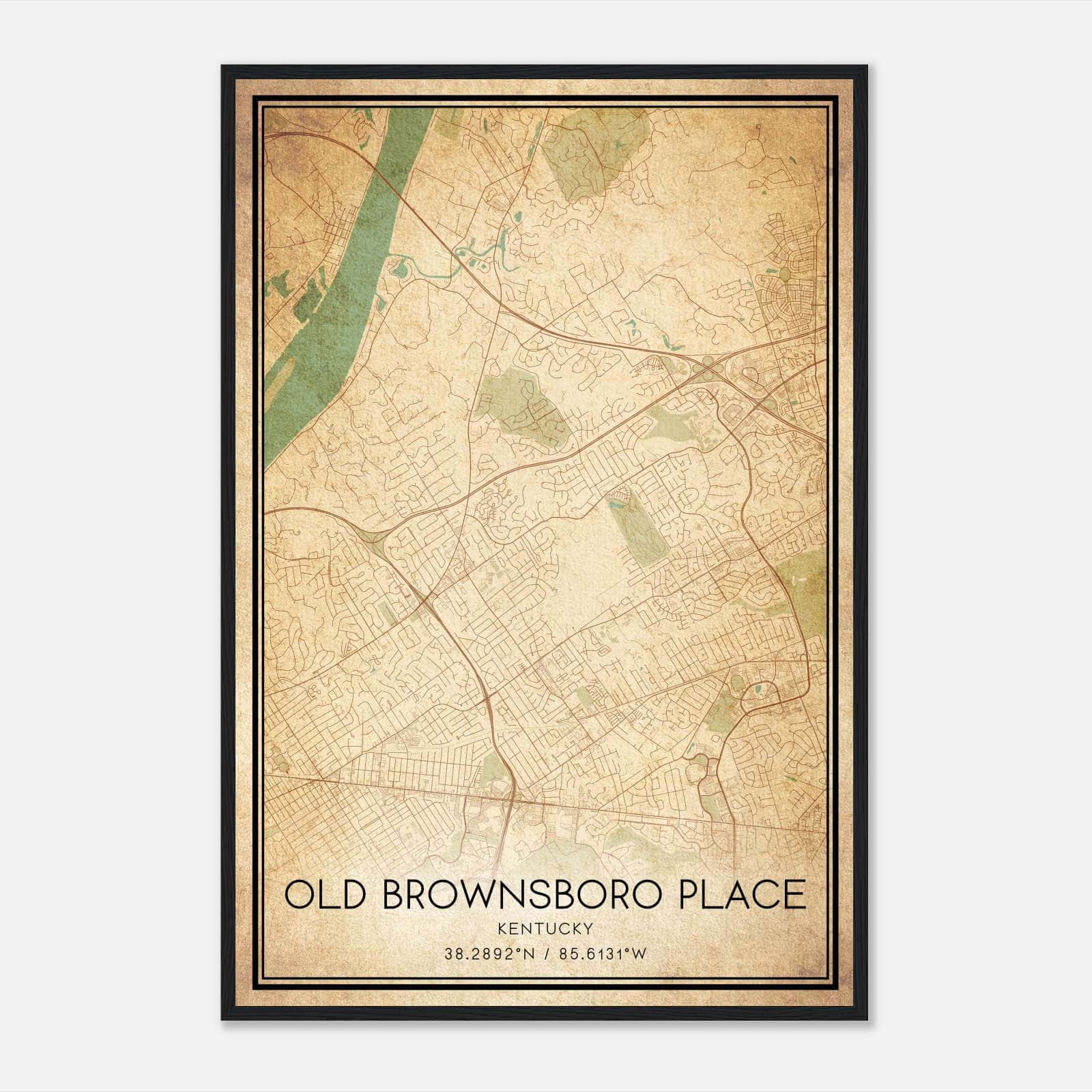 Vintage Old Brownsboro Place Kentucky Map Poster, Old Brownsboro Place KY City Road Wall Art Print Vintage Old Brownsboro Place Kentucky Map Poster, Old Brownsboro Place KY City Road Wall Art Print