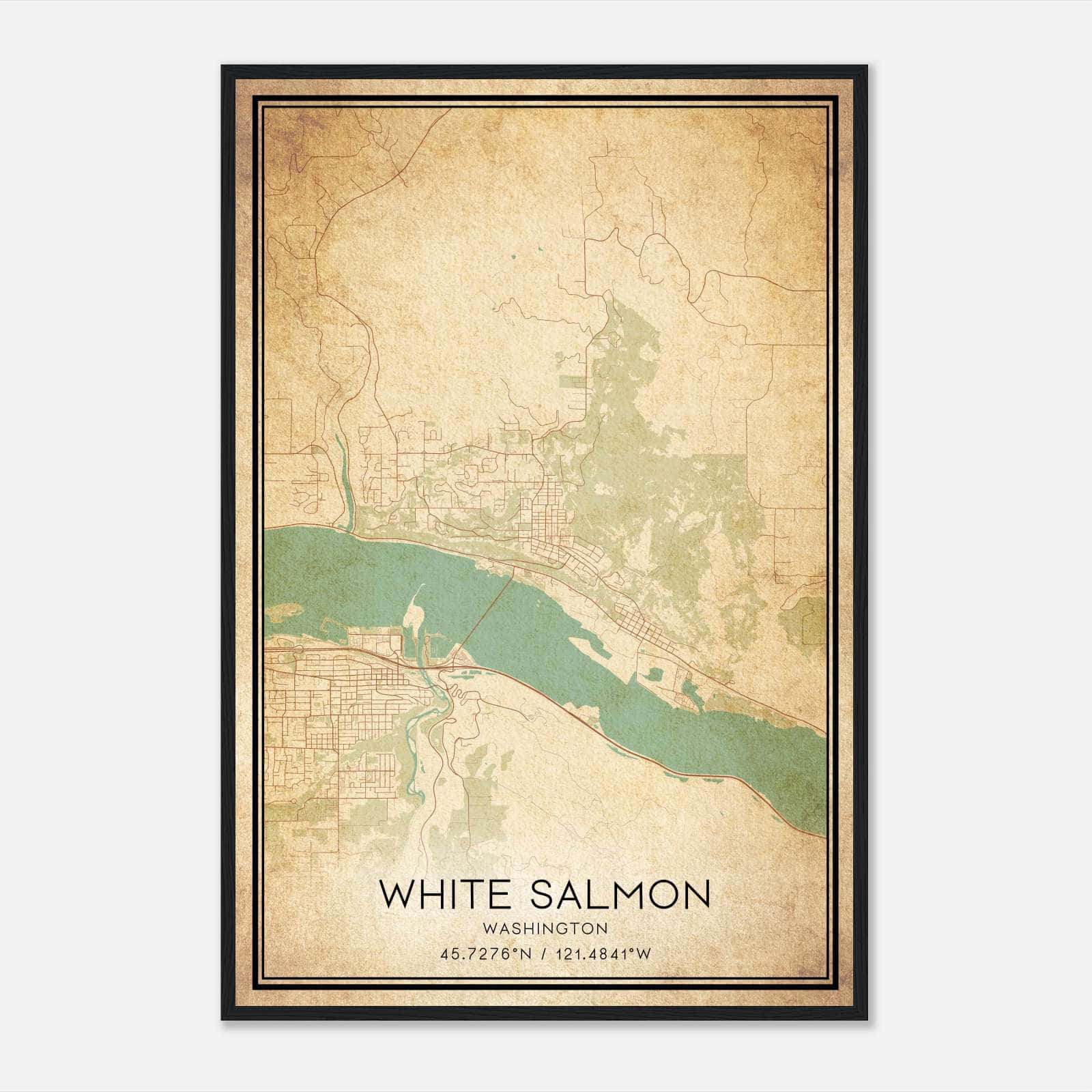 Vintage White Salmon Washington Map Poster, White Salmon WA City Road Wall Art Print Vintage White Salmon Washington Map Poster, White Salmon WA City Road Wall Art Print