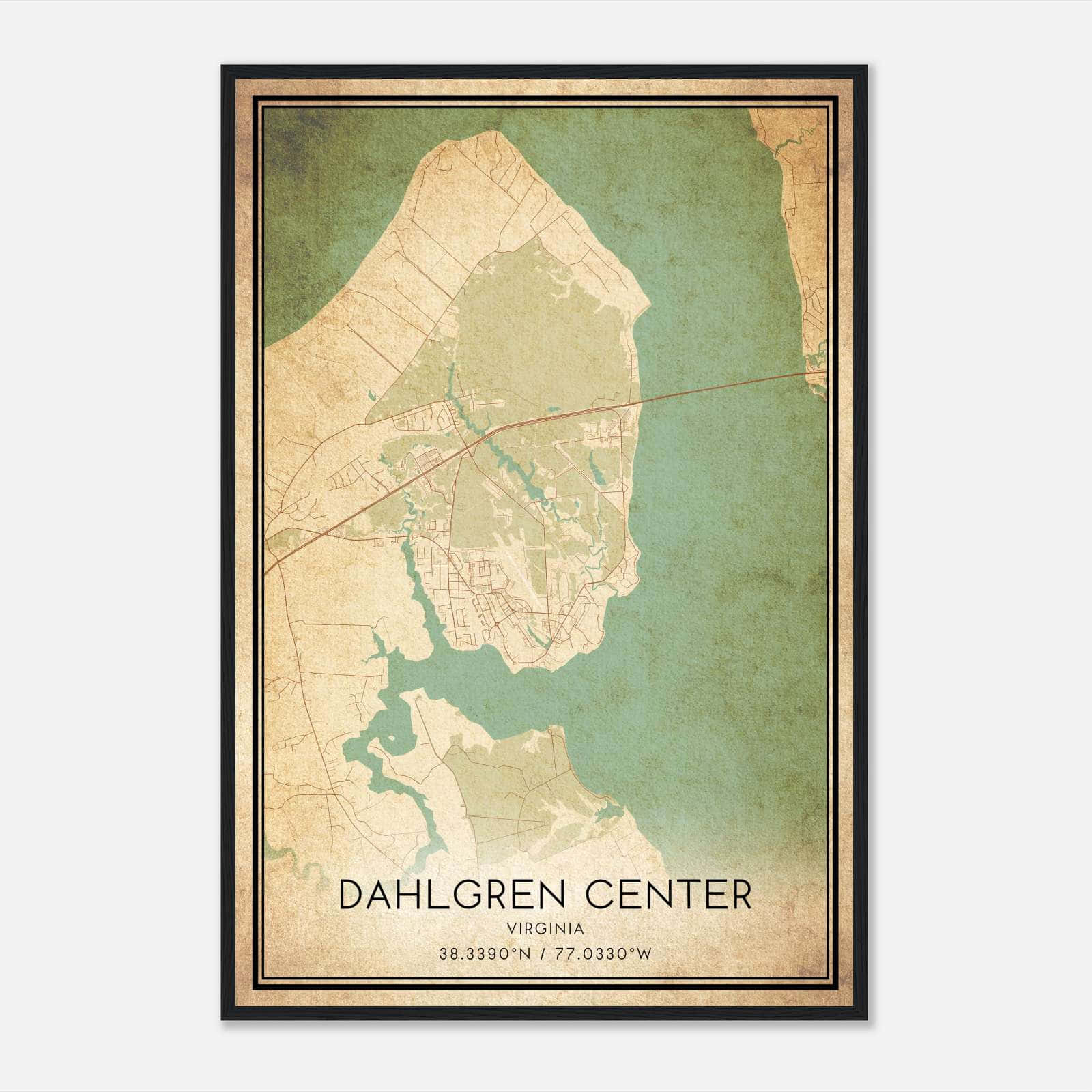 Vintage Dahlgren Center Virginia Map Poster, Dahlgren Center VA City Road Wall Art Print Vintage Dahlgren Center Virginia Map Poster, Dahlgren Center VA City Road Wall Art Print