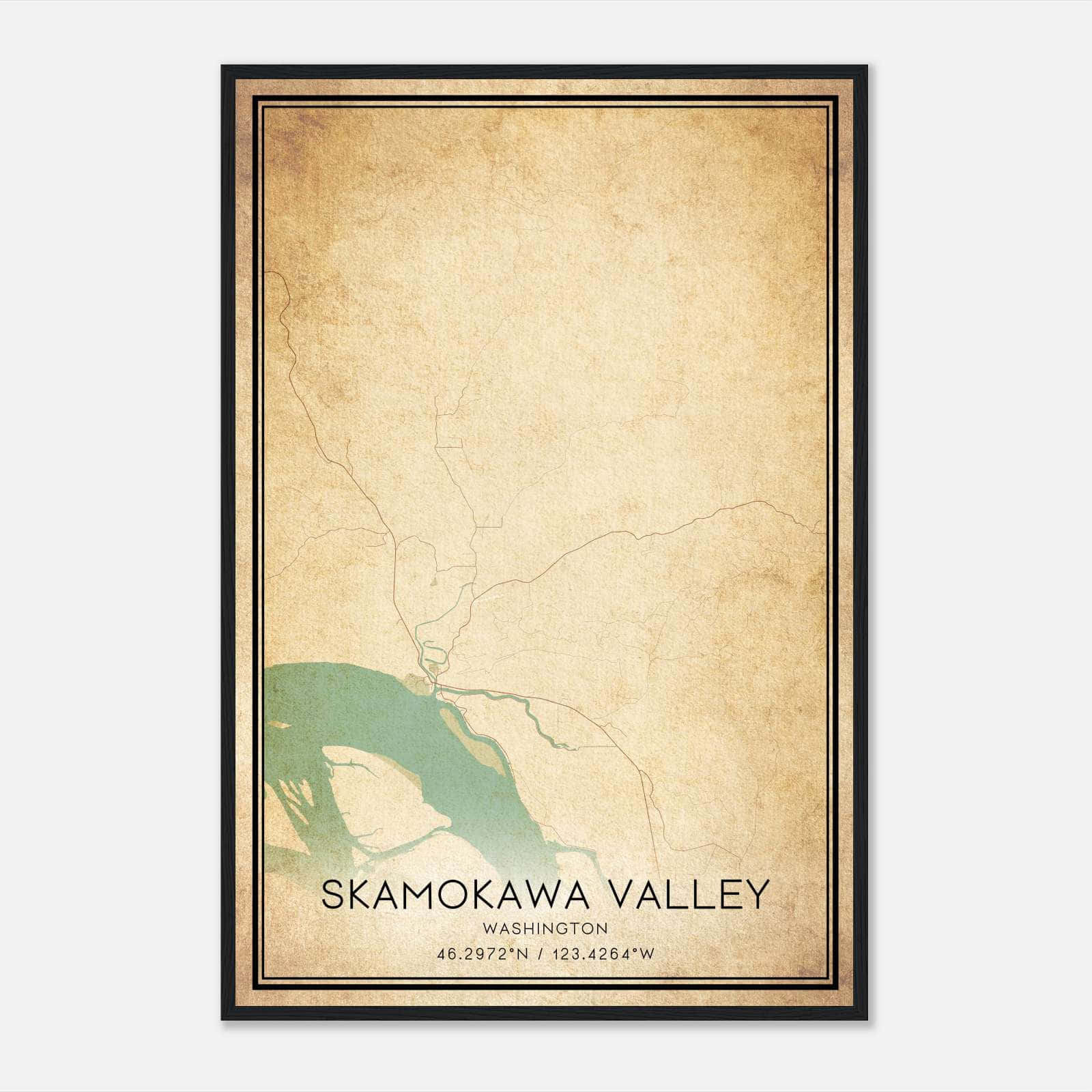 Vintage Skamokawa Valley Washington Map Poster, Skamokawa Valley WA City Road Wall Art Print Vintage Skamokawa Valley Washington Map Poster, Skamokawa Valley WA City Road Wall Art Print