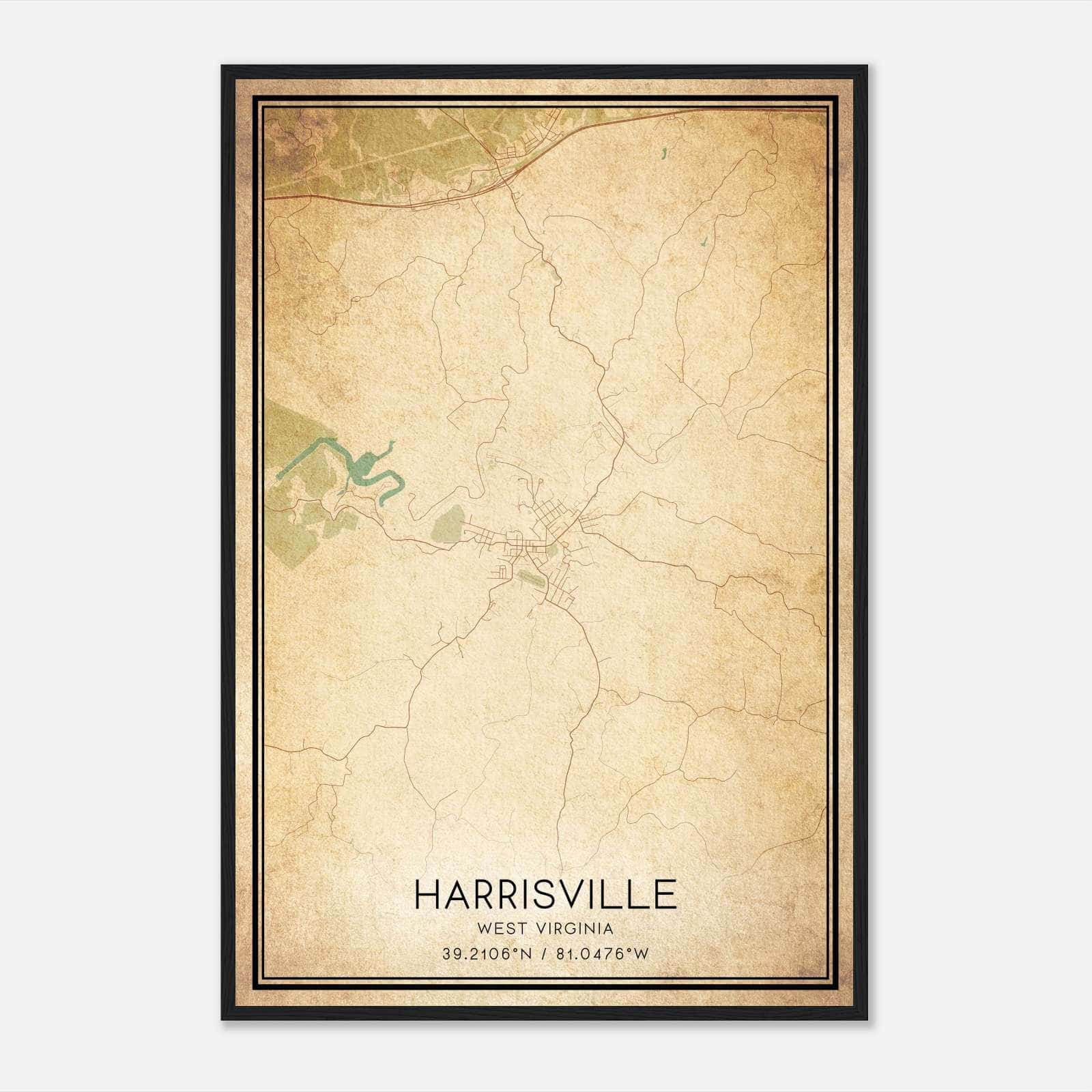 Vintage Harrisville West Virginia Map Poster, Harrisville WV City Road Wall Art Print Vintage Harrisville West Virginia Map Poster, Harrisville WV City Road Wall Art Print