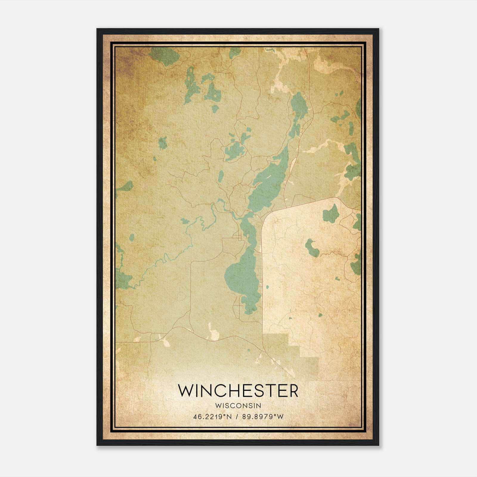 Vintage Winchester Wisconsin Map Poster, Winchester WI City Road Wall Art Print Vintage Winchester Wisconsin Map Poster, Winchester WI City Road Wall Art Print