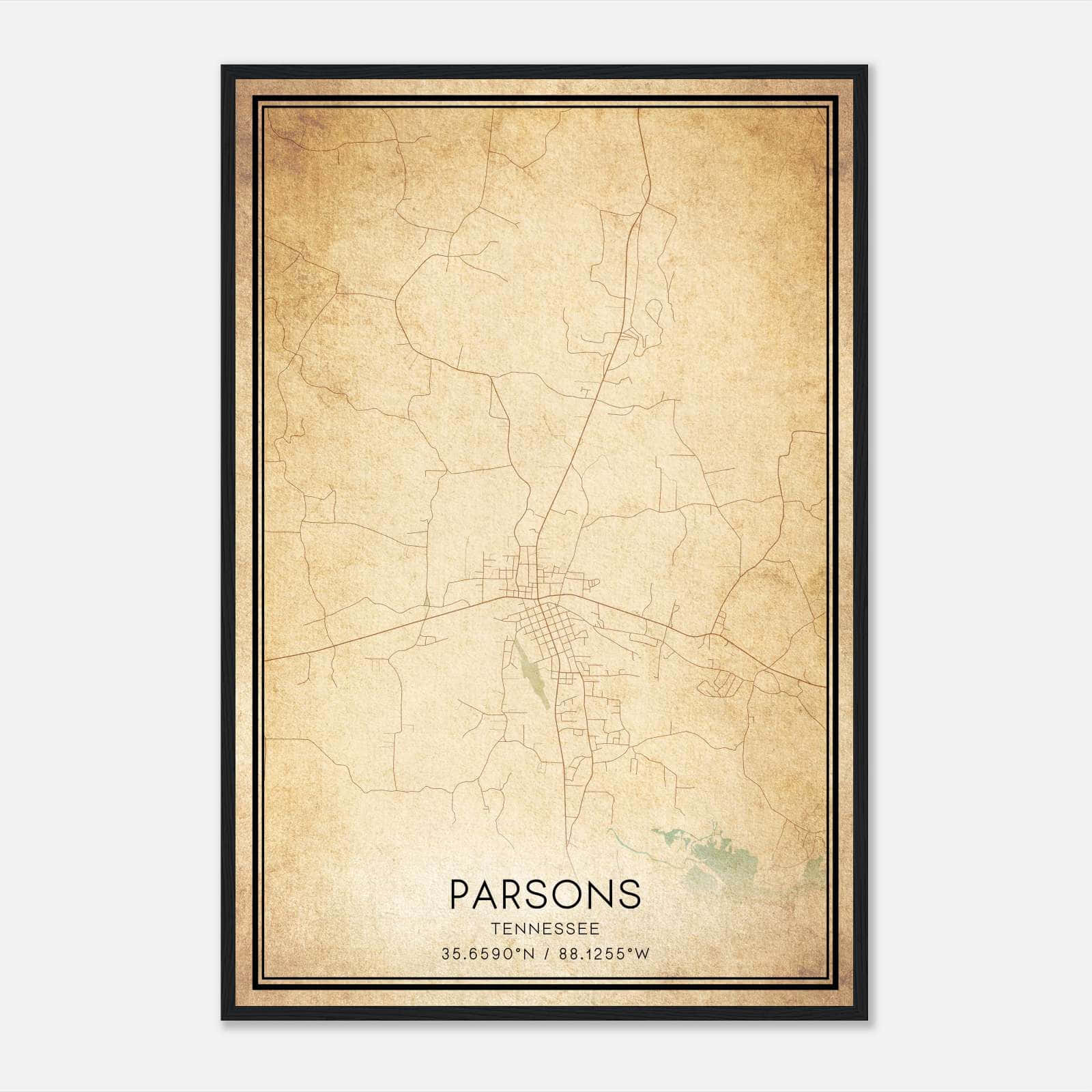 Vintage Parsons Tennessee Map Poster, Parsons TN City Road Wall Art Print Vintage Parsons Tennessee Map Poster, Parsons TN City Road Wall Art Print