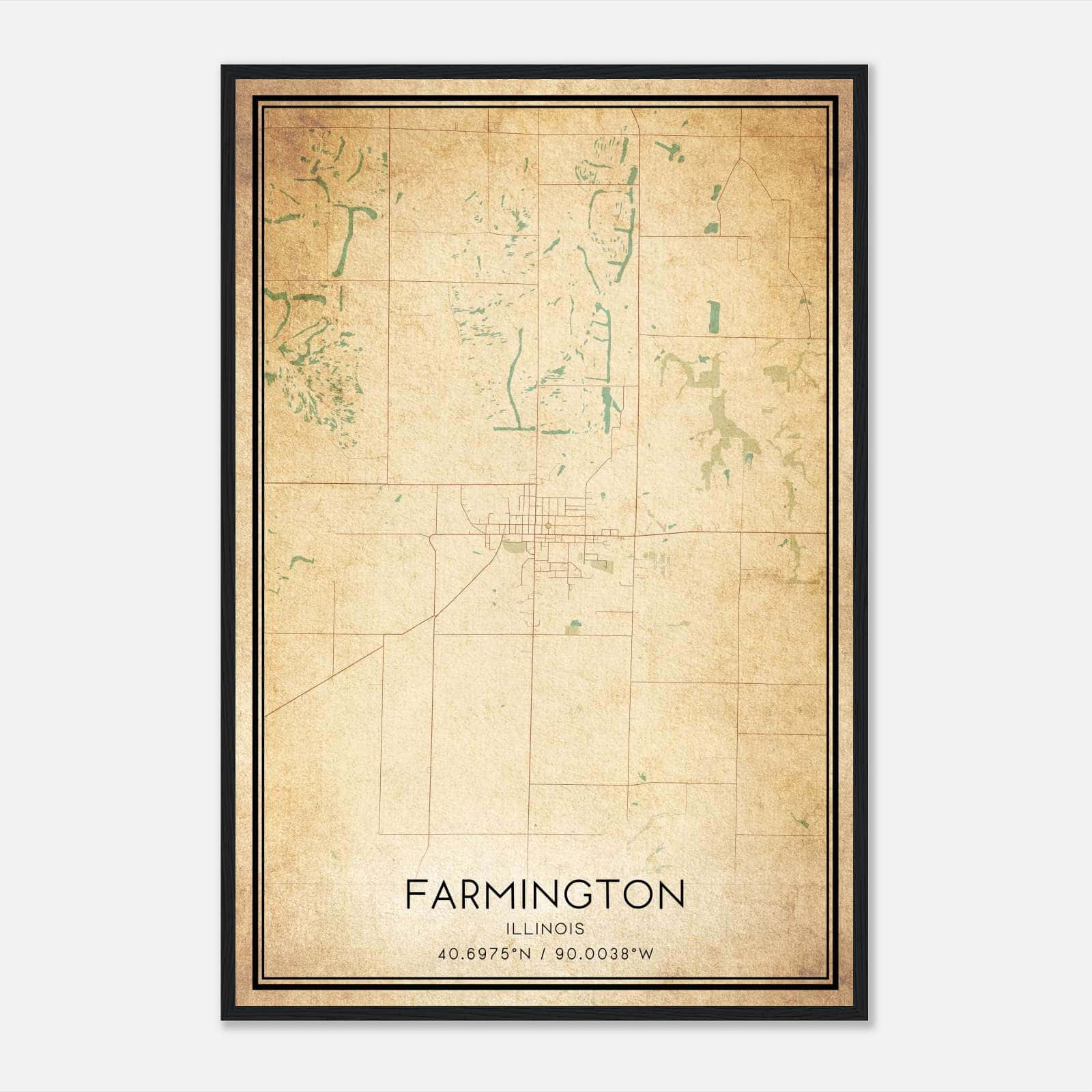 Vintage Farmington Illinois Map Poster, Farmington IL City Road Wall Art Print Vintage Farmington Illinois Map Poster, Farmington IL City Road Wall Art Print