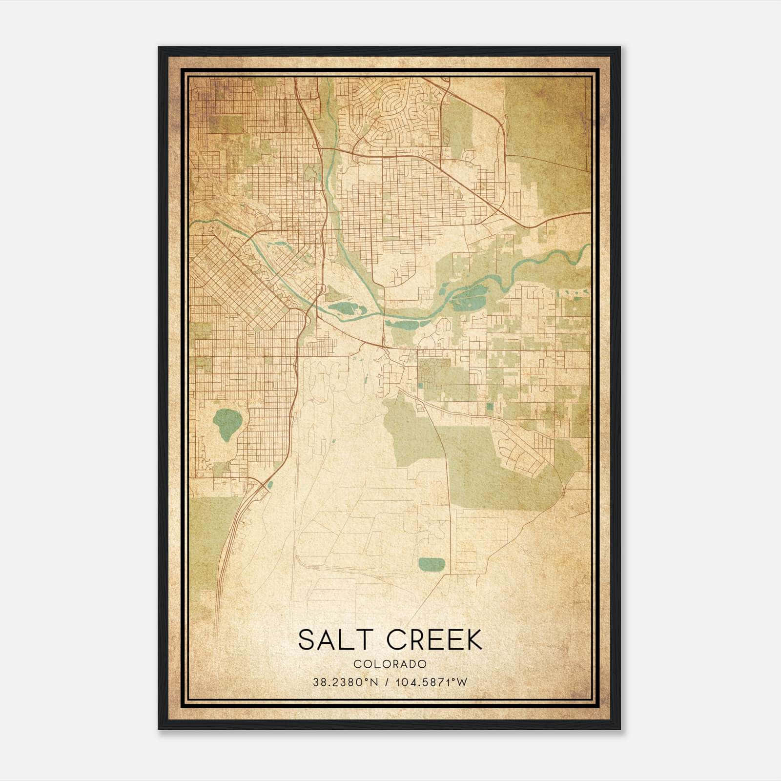 Vintage Salt Creek Colorado Map Poster, Salt Creek CO City Road Wall Art Print Vintage Salt Creek Colorado Map Poster, Salt Creek CO City Road Wall Art Print