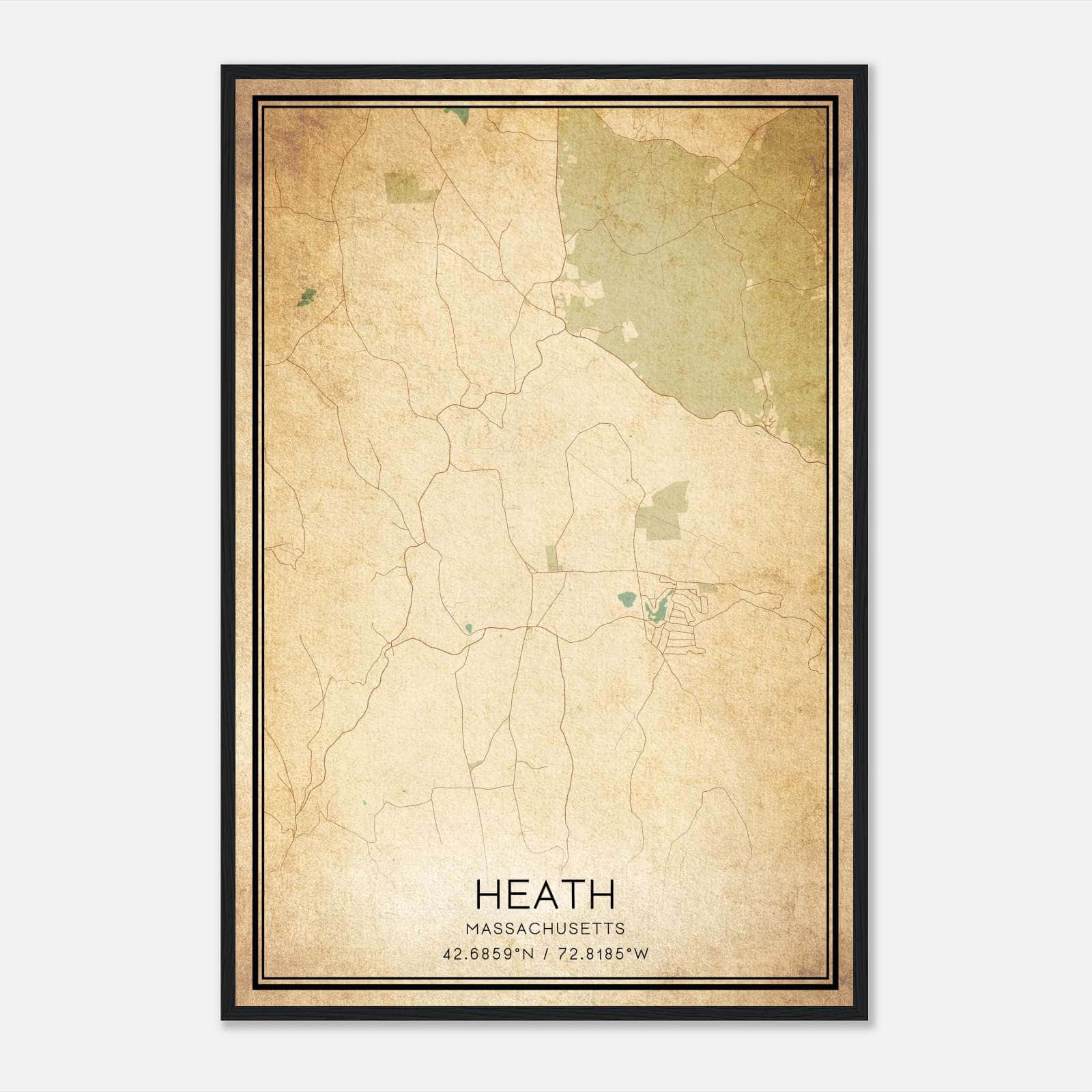 Vintage Heath Massachusetts Map Poster, Heath MA City Road Wall Art Print Vintage Heath Massachusetts Map Poster, Heath MA City Road Wall Art Print