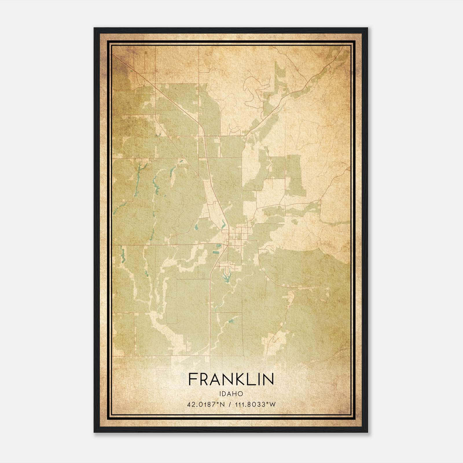 Vintage Franklin Idaho Map Poster, Franklin ID City Road Wall Art Print Vintage Franklin Idaho Map Poster, Franklin ID City Road Wall Art Print