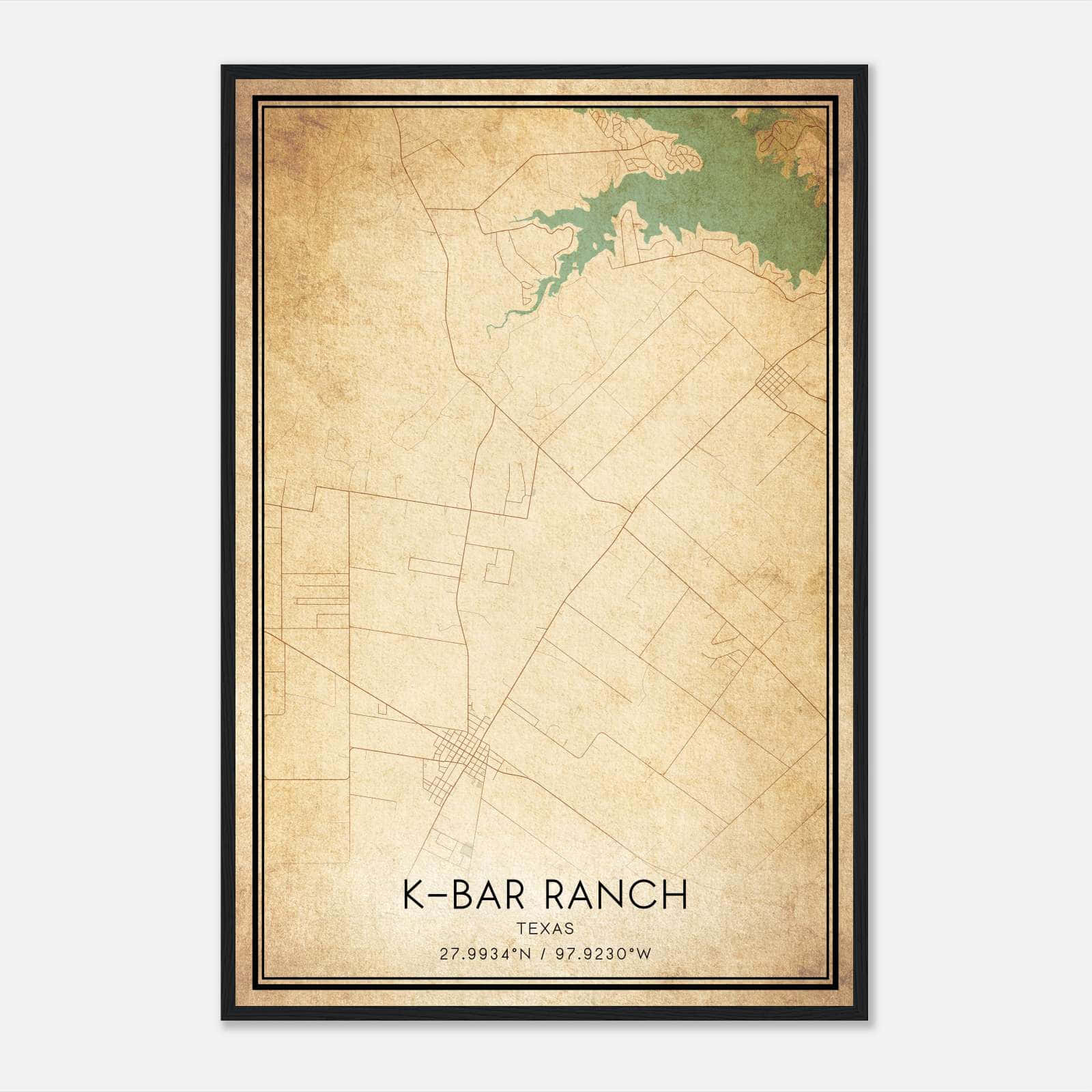 Vintage K-Bar Ranch Texas Map Poster, K-Bar Ranch TX City Road Wall Art Print Vintage K-Bar Ranch Texas Map Poster, K-Bar Ranch TX City Road Wall Art Print
