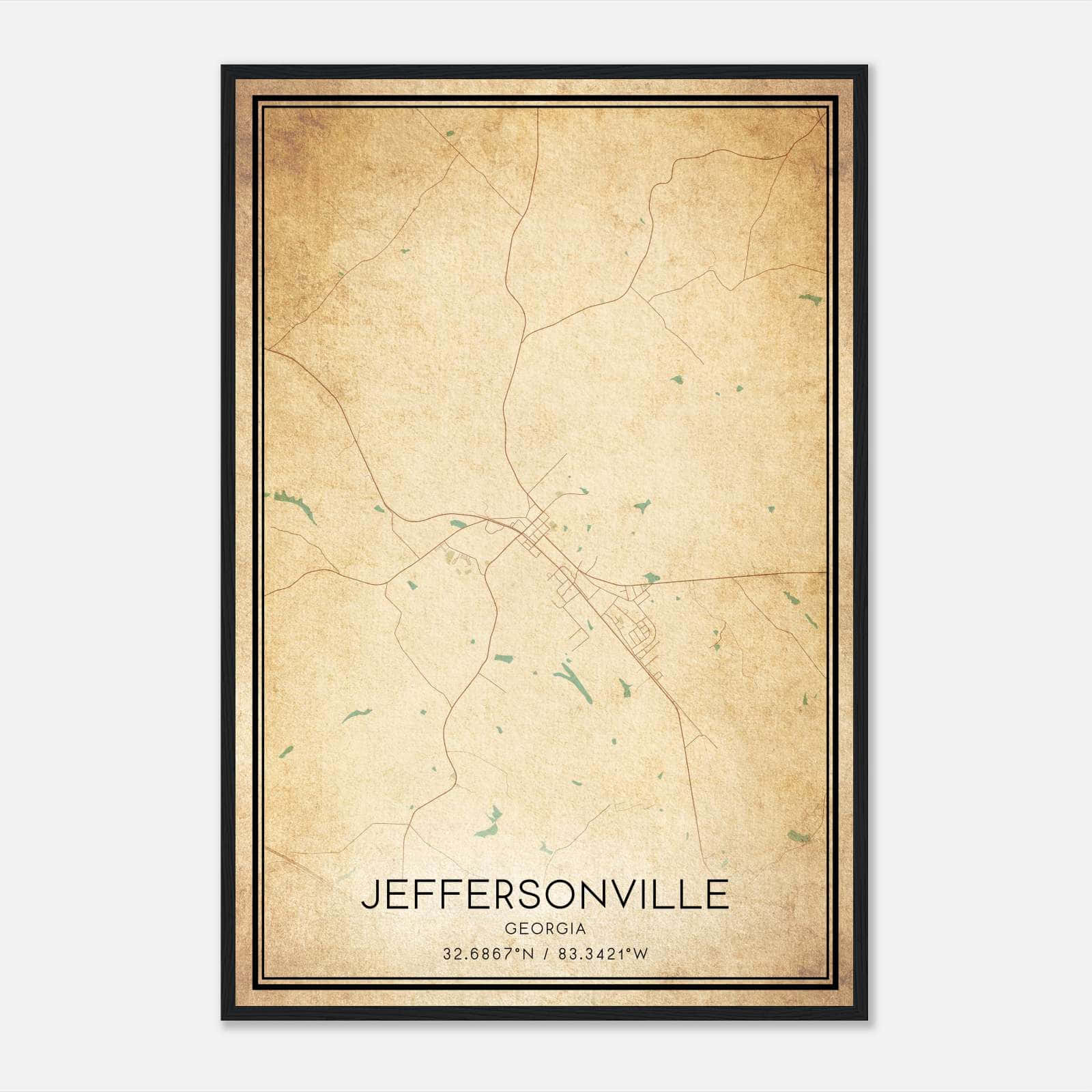 Vintage Jeffersonville Georgia Map Poster, Jeffersonville GA City Road Wall Art Print Vintage Jeffersonville Georgia Map Poster, Jeffersonville GA City Road Wall Art Print