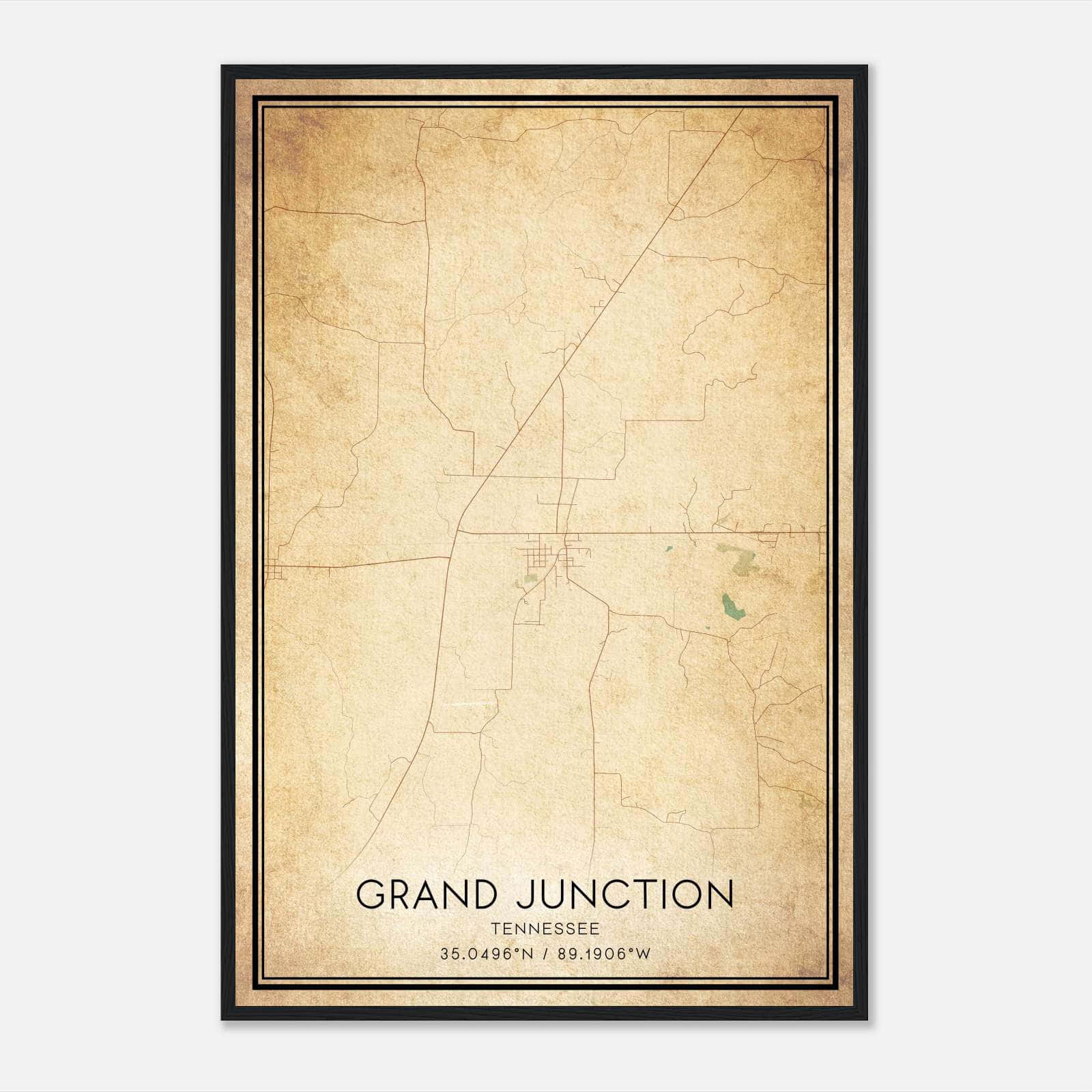 Vintage Grand Junction Tennessee Map Poster, Grand Junction TN City Road Wall Art Print Vintage Grand Junction Tennessee Map Poster, Grand Junction TN City Road Wall Art Print