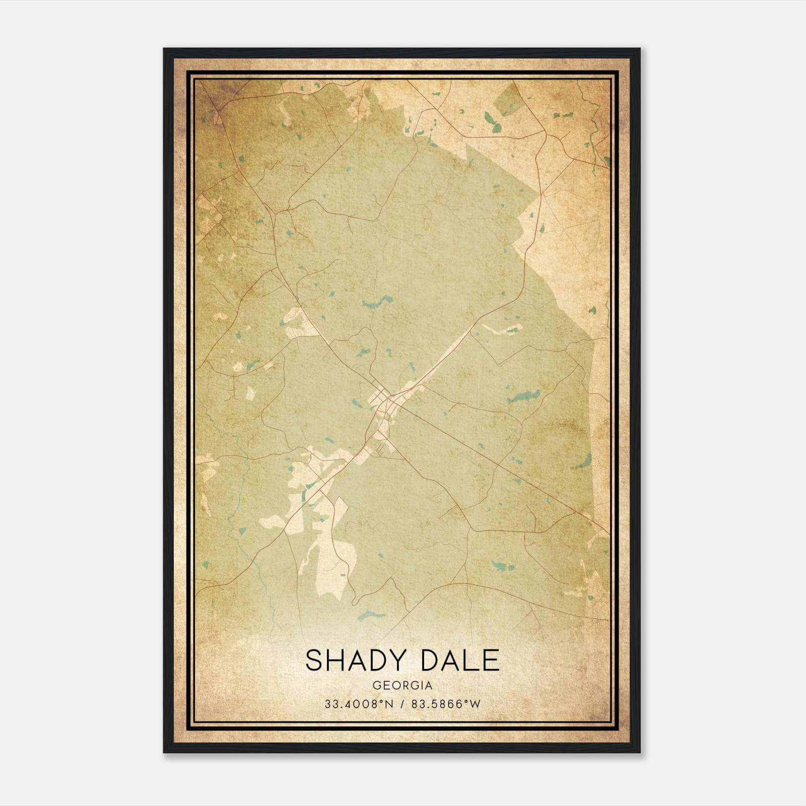 Vintage Shady Dale Georgia Map Poster, Shady Dale GA City Road Wall Art Print Vintage Shady Dale Georgia Map Poster, Shady Dale GA City Road Wall Art Print
