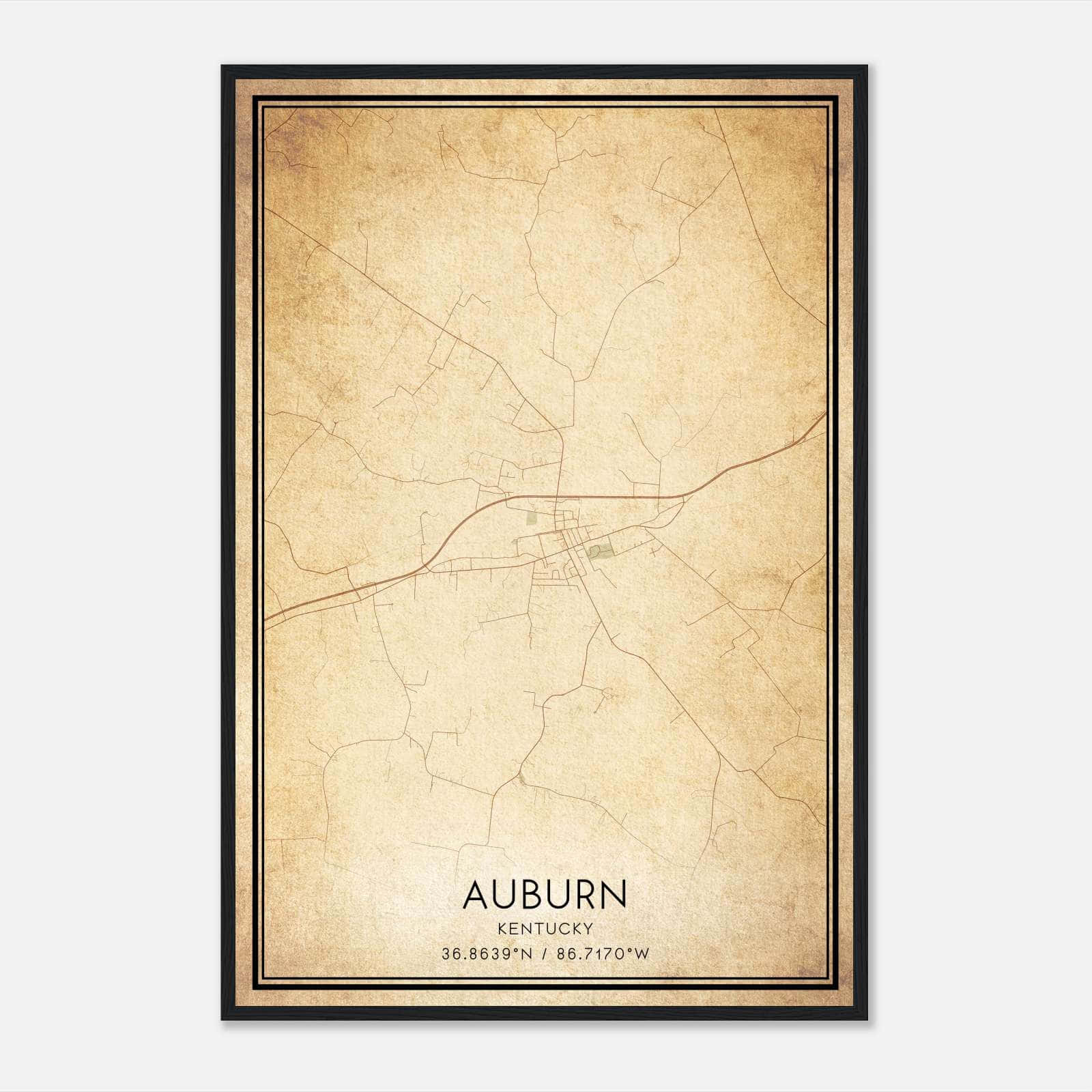 Vintage Auburn Kentucky Map Poster, Auburn KY City Road Wall Art Print Vintage Auburn Kentucky Map Poster, Auburn KY City Road Wall Art Print