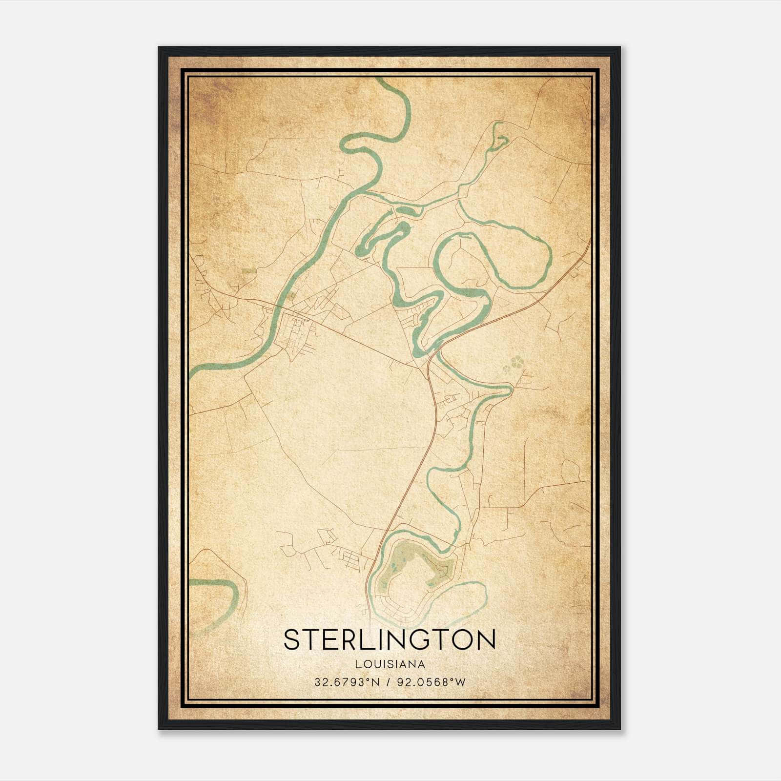 Vintage Sterlington Louisiana Map Poster, Sterlington LA City Road Wall Art Print Vintage Sterlington Louisiana Map Poster, Sterlington LA City Road Wall Art Print