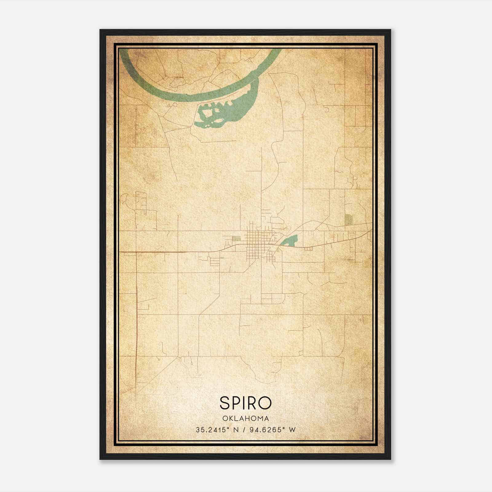 Vintage Spiro Oklahoma Map Poster, Spiro OK City Road Wall Art Print Vintage Spiro Oklahoma Map Poster, Spiro OK City Road Wall Art Print