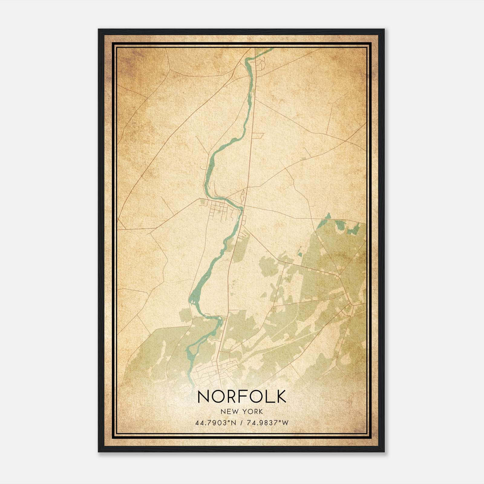 Vintage Norfolk New York Map Poster, Norfolk NY City Road Wall Art Print Vintage Norfolk New York Map Poster, Norfolk NY City Road Wall Art Print