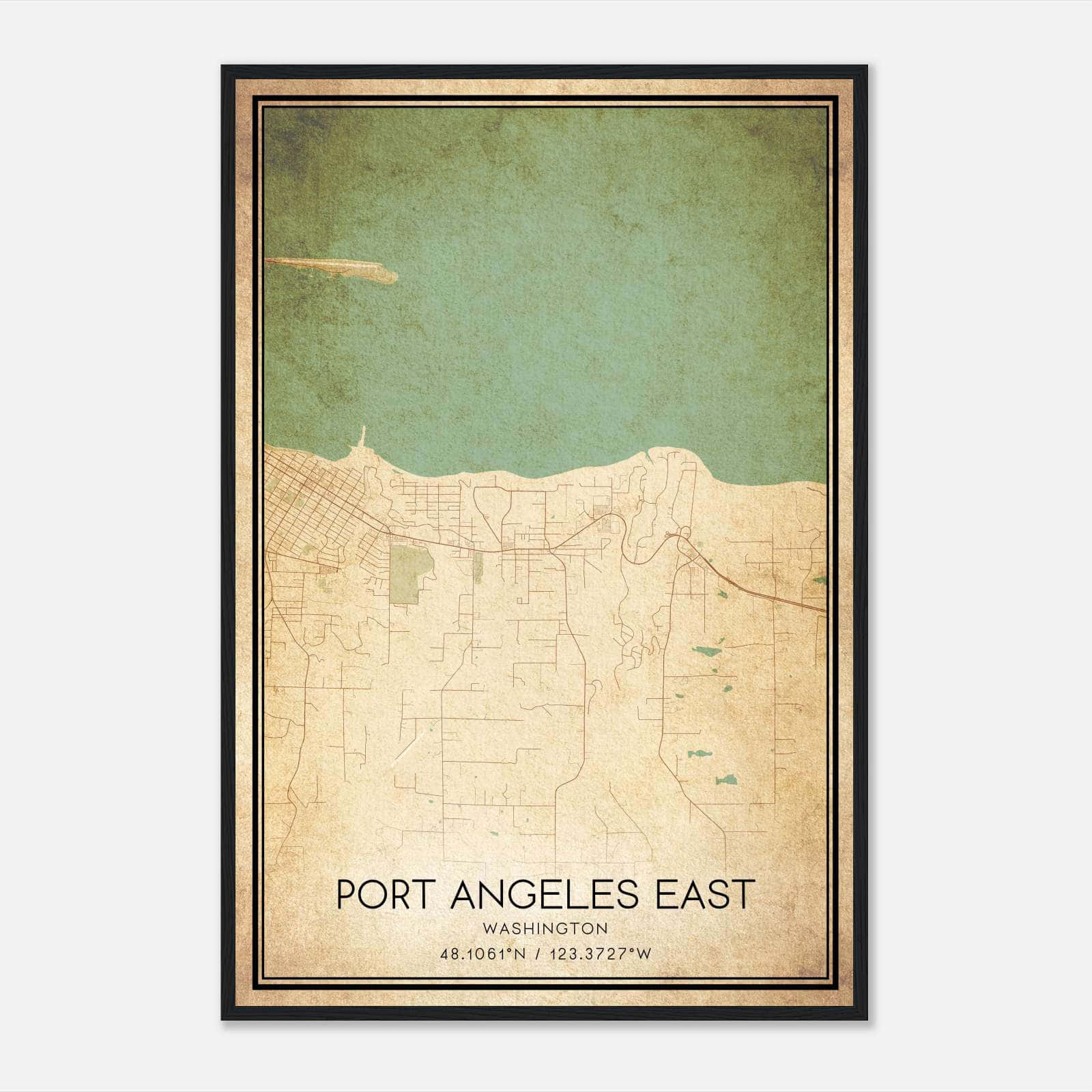 Vintage Port Angeles East Washington Map Poster, Port Angeles East WA City Road Wall Art Print Vintage Port Angeles East Washington Map Poster, Port Angeles East WA City Road Wall Art Print
