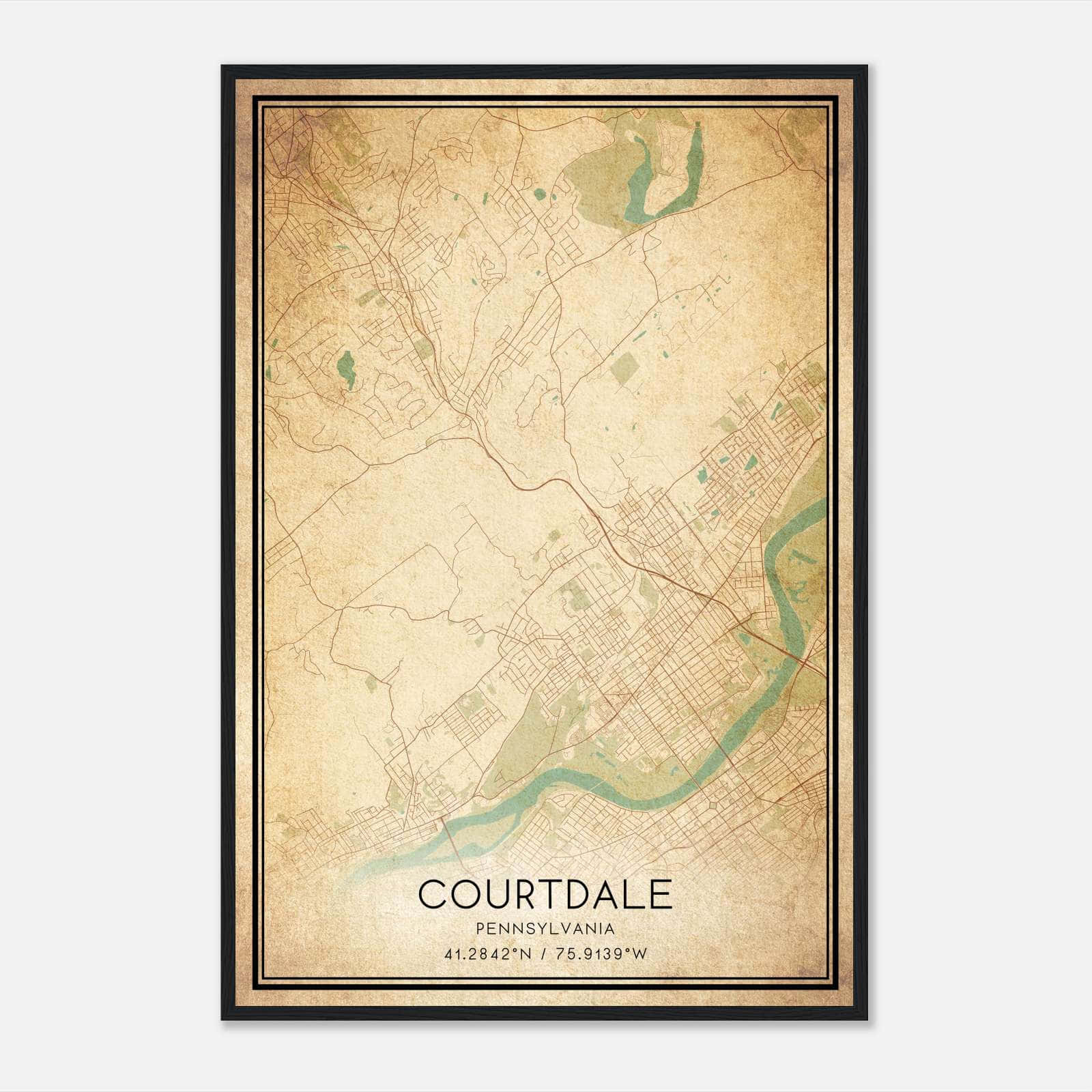 Vintage Courtdale Pennsylvania Map Poster, Courtdale PA City Road Wall Art Print Vintage Courtdale Pennsylvania Map Poster, Courtdale PA City Road Wall Art Print