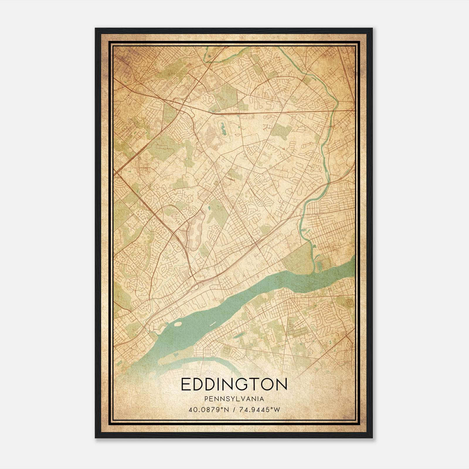 Vintage Eddington Pennsylvania Map Poster, Eddington PA City Road Wall Art Print Vintage Eddington Pennsylvania Map Poster, Eddington PA City Road Wall Art Print