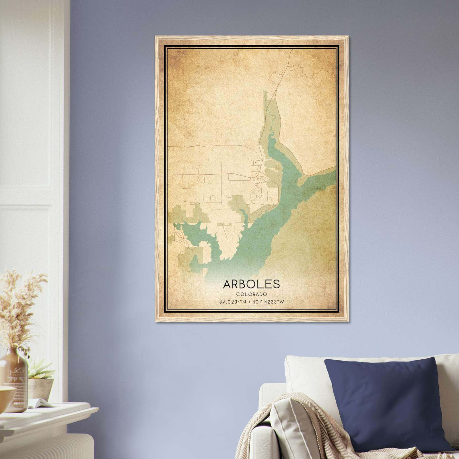 Vintage Arboles Colorado Map Poster, Arboles CO City Road Wall Art Print