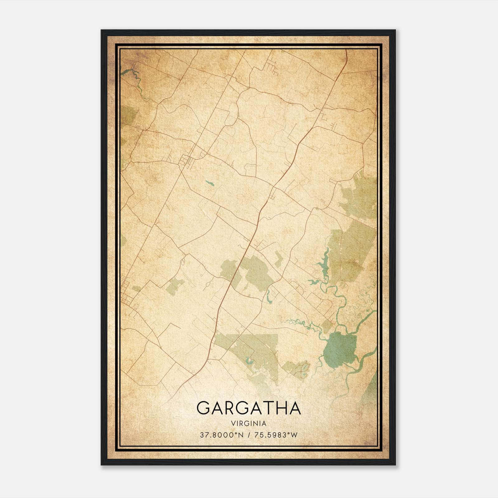 Vintage Gargatha Virginia Map Poster, Gargatha VA City Road Wall Art Print Vintage Gargatha Virginia Map Poster, Gargatha VA City Road Wall Art Print