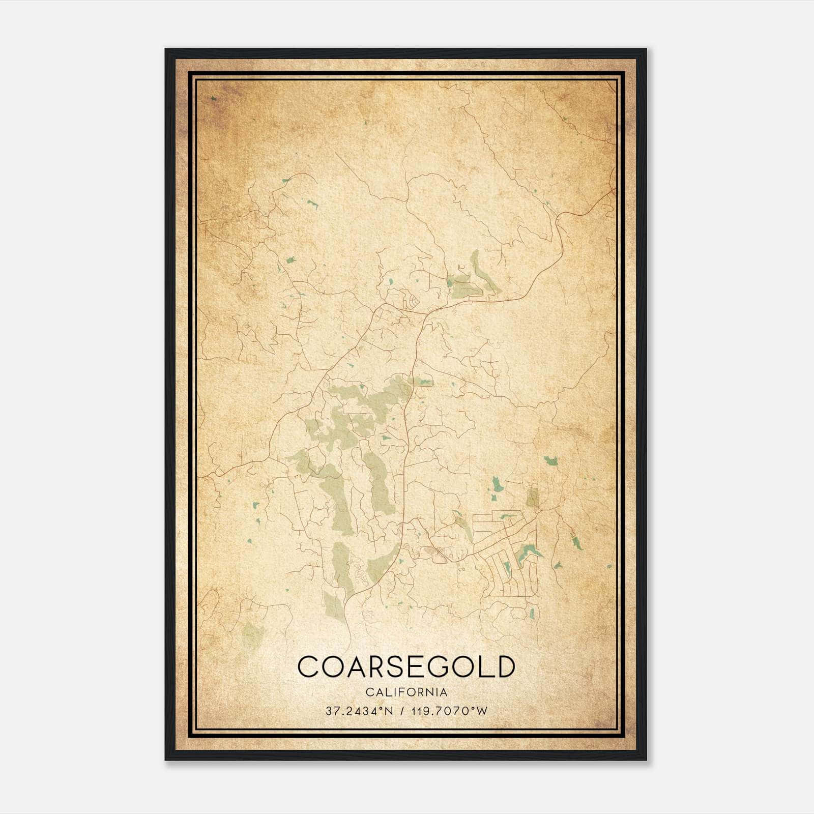 Vintage Coarsegold California Map Poster, Coarsegold CA City Road Wall Art Print Vintage Coarsegold California Map Poster, Coarsegold CA City Road Wall Art Print