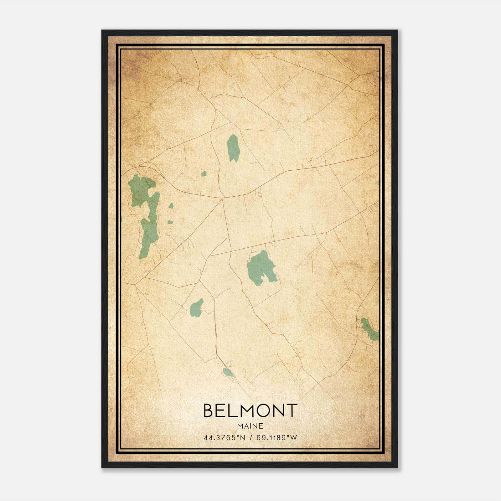 Vintage Belmont Maine Map Poster, Belmont ME City Road Wall Art Print Vintage Belmont Maine Map Poster, Belmont ME City Road Wall Art Print
