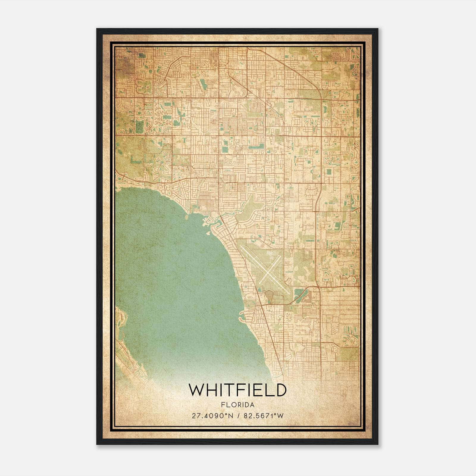 Vintage Whitfield Florida Map Poster, Whitfield FL City Road Wall Art Print Vintage Whitfield Florida Map Poster, Whitfield FL City Road Wall Art Print