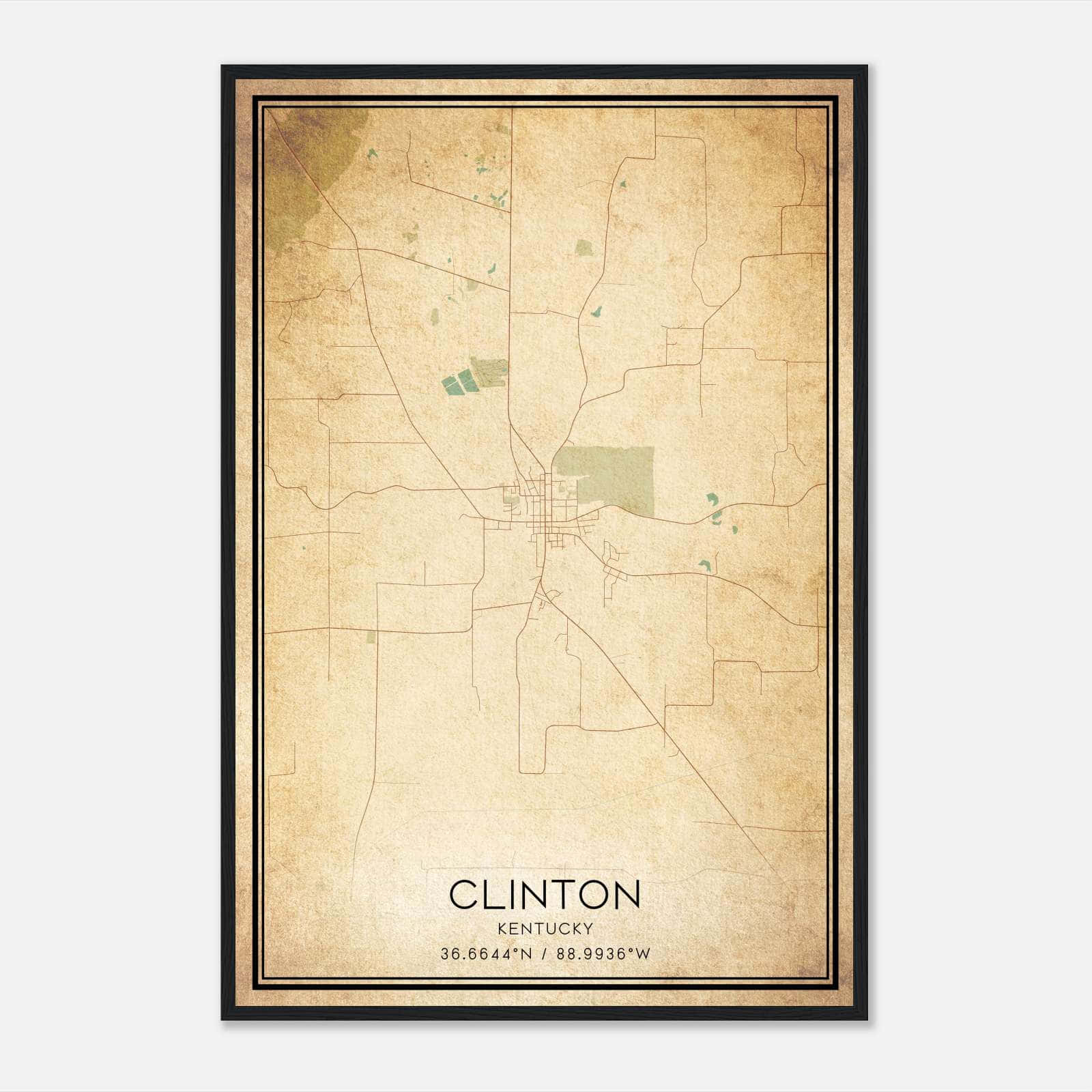 Vintage Clinton Kentucky Map Poster, Clinton KY City Road Wall Art Print Vintage Clinton Kentucky Map Poster, Clinton KY City Road Wall Art Print