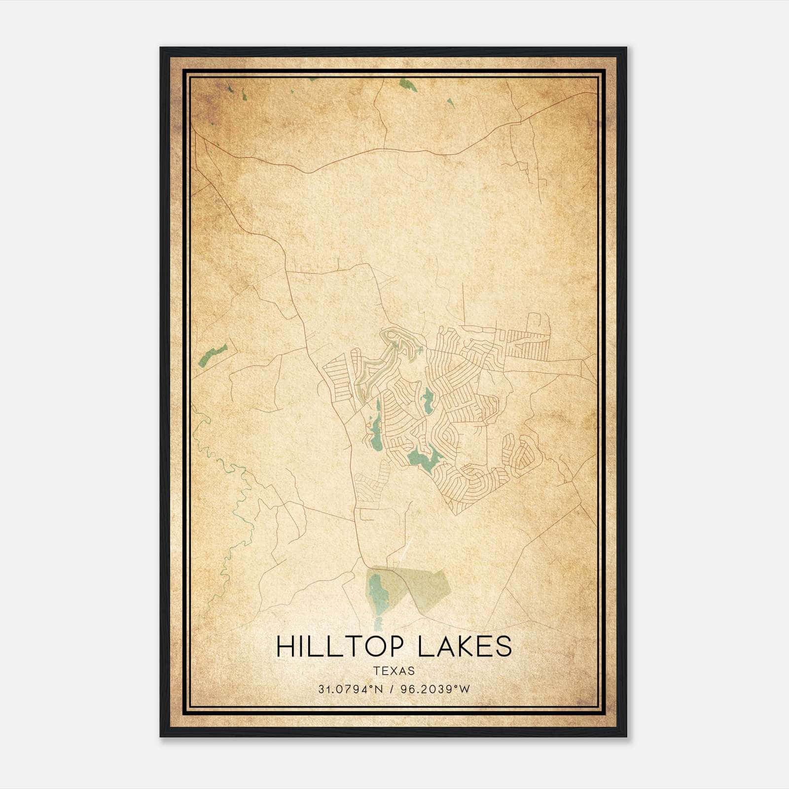 Vintage Hilltop Lakes Texas Map Poster, Hilltop Lakes TX City Road Wall Art Print Vintage Hilltop Lakes Texas Map Poster, Hilltop Lakes TX City Road Wall Art Print