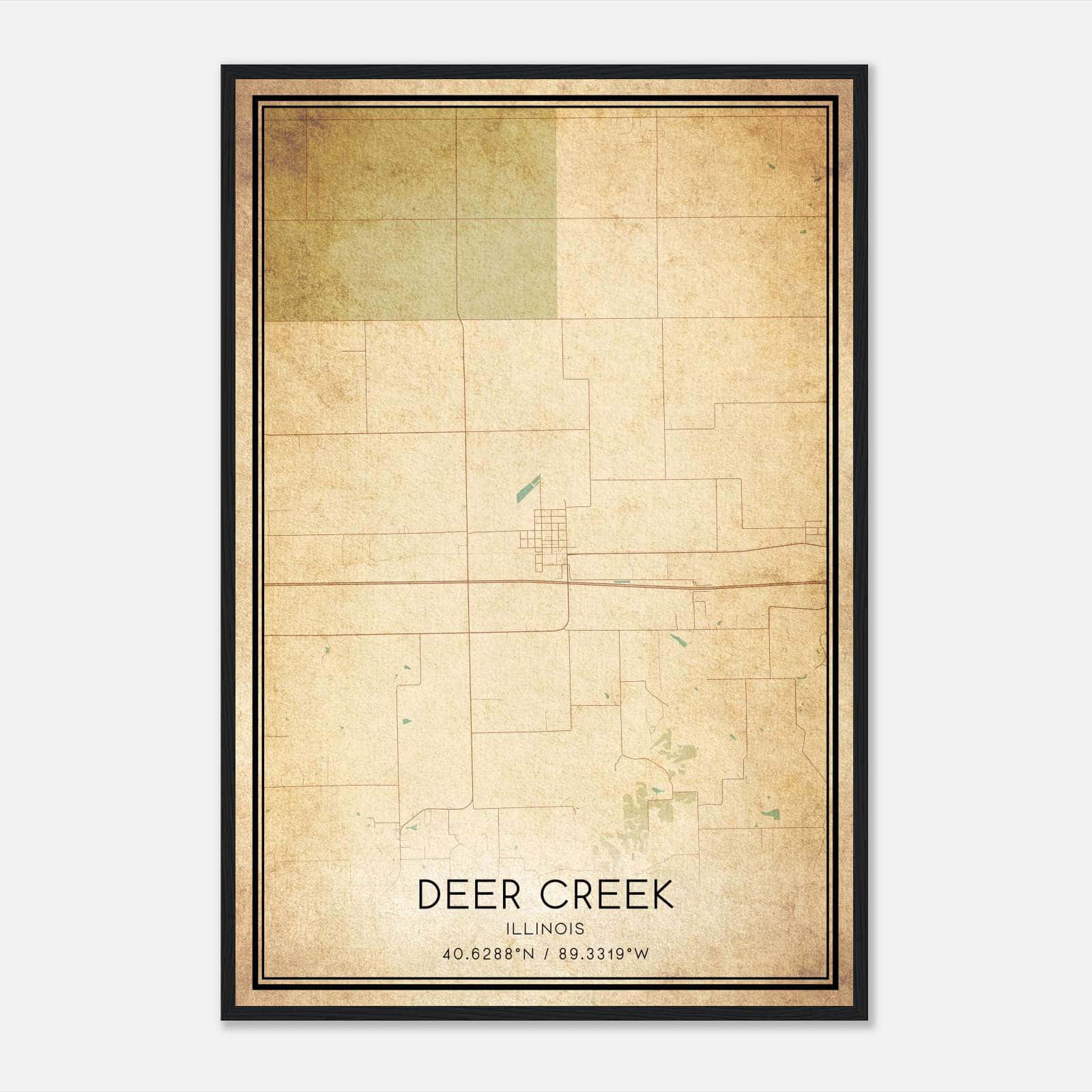 Vintage Deer Creek Illinois Map Poster, Deer Creek IL City Road Wall Art Print Vintage Deer Creek Illinois Map Poster, Deer Creek IL City Road Wall Art Print