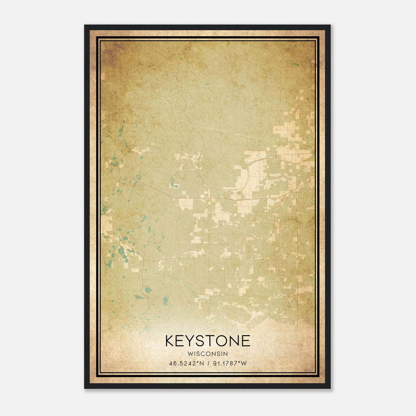 Vintage Keystone Wisconsin Map Poster, Keystone WI City Road Wall Art Print Vintage Keystone Wisconsin Map Poster, Keystone WI City Road Wall Art Print