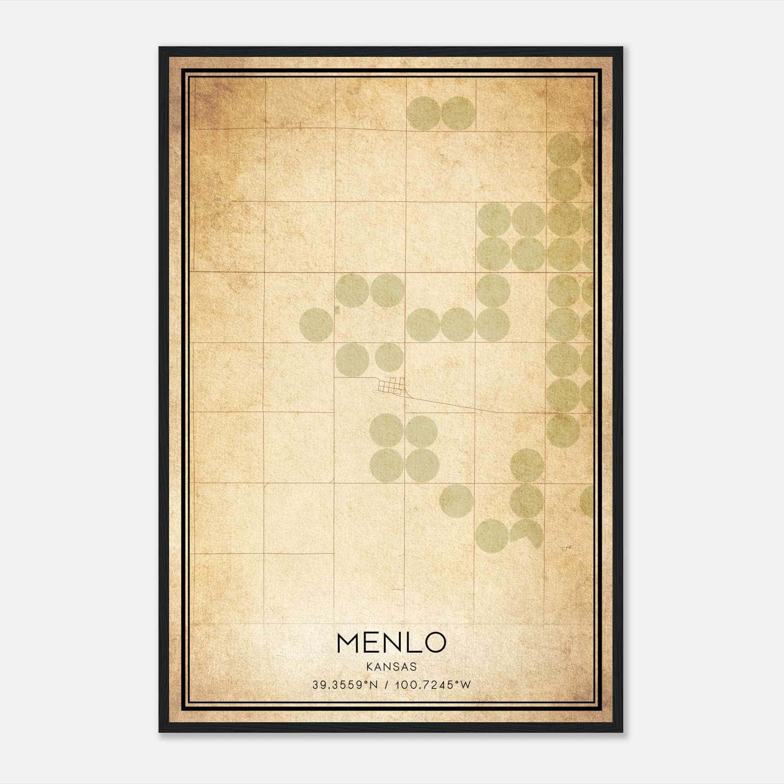Vintage Menlo Kansas Map Poster, Menlo KS City Road Wall Art Print Vintage Menlo Kansas Map Poster, Menlo KS City Road Wall Art Print