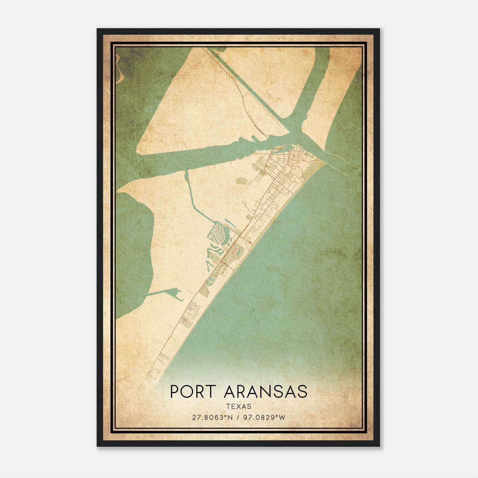 Vintage Port Aransas Texas Map Poster, Port Aransas TX City Road Wall Art Print Vintage Port Aransas Texas Map Poster, Port Aransas TX City Road Wall Art Print