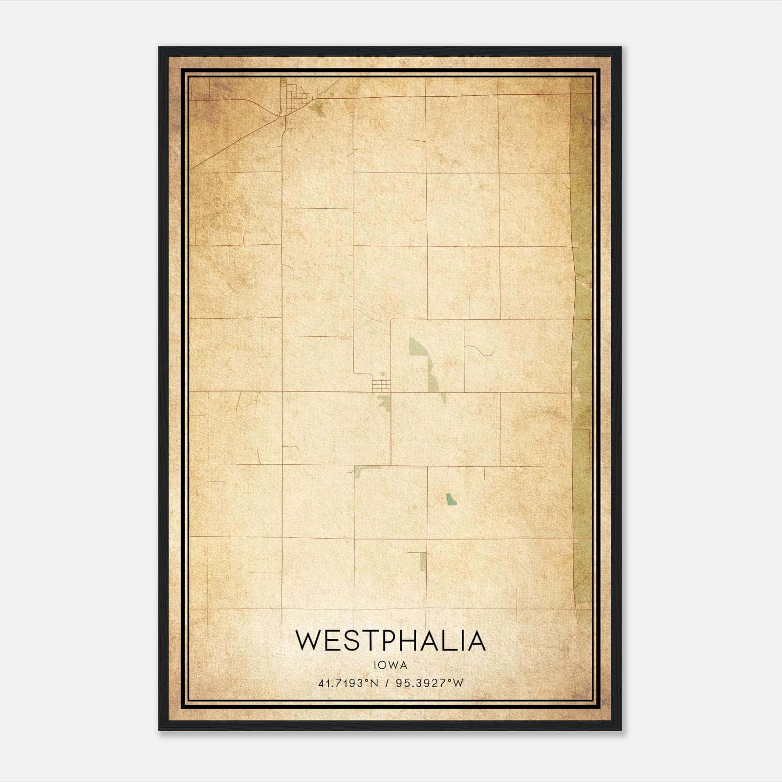 Vintage Westphalia Iowa Map Poster, Westphalia IA City Road Wall Art Print Vintage Westphalia Iowa Map Poster, Westphalia IA City Road Wall Art Print