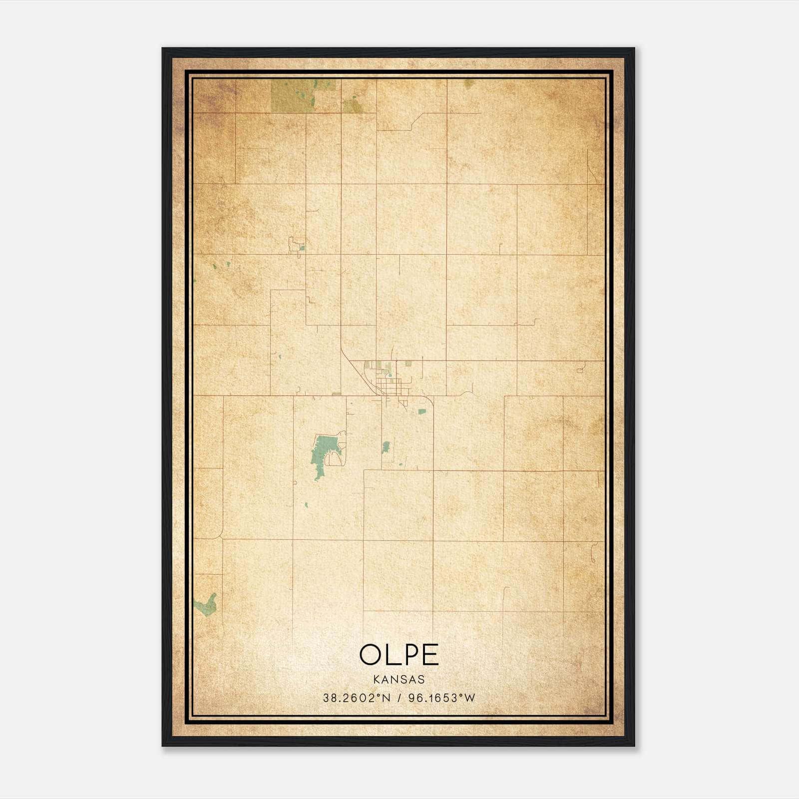 Vintage Olpe Kansas Map Poster, Olpe KS City Road Wall Art Print Vintage Olpe Kansas Map Poster, Olpe KS City Road Wall Art Print