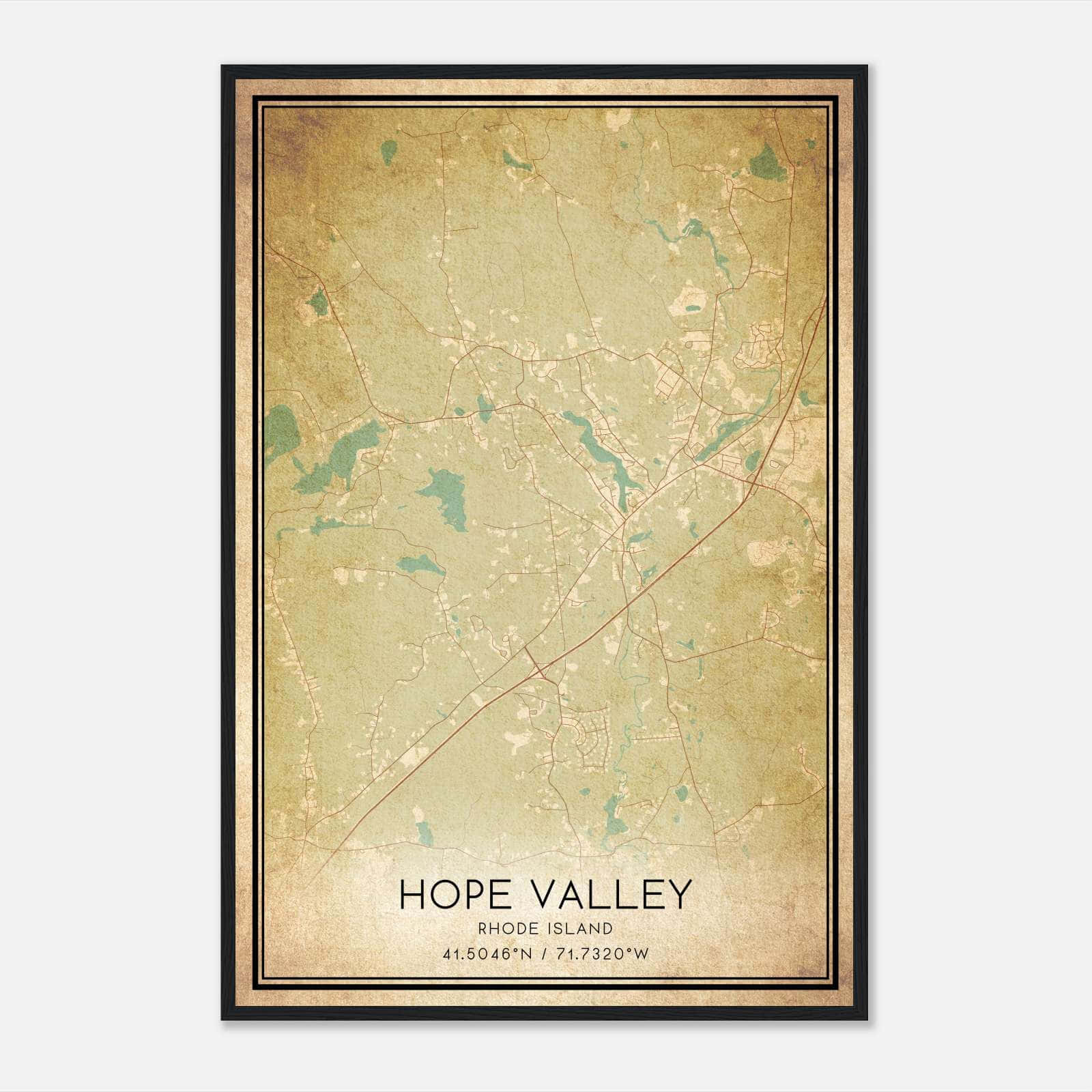 Vintage Hope Valley Rhode Island Map Poster, Hope Valley RI City Road Wall Art Print Vintage Hope Valley Rhode Island Map Poster, Hope Valley RI City Road Wall Art Print