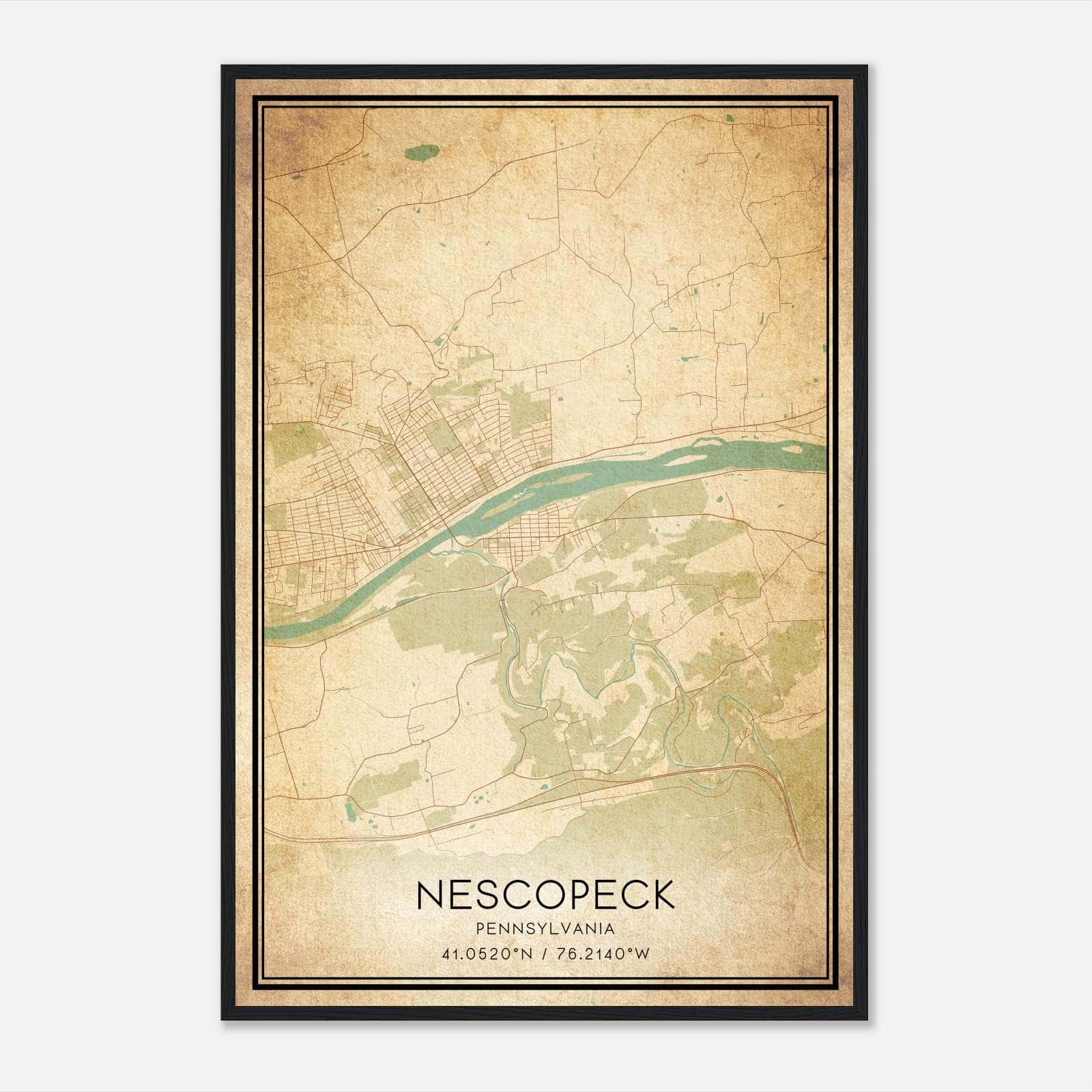 Vintage Nescopeck Pennsylvania Map Poster, Nescopeck PA City Road Wall Art Print Vintage Nescopeck Pennsylvania Map Poster, Nescopeck PA City Road Wall Art Print