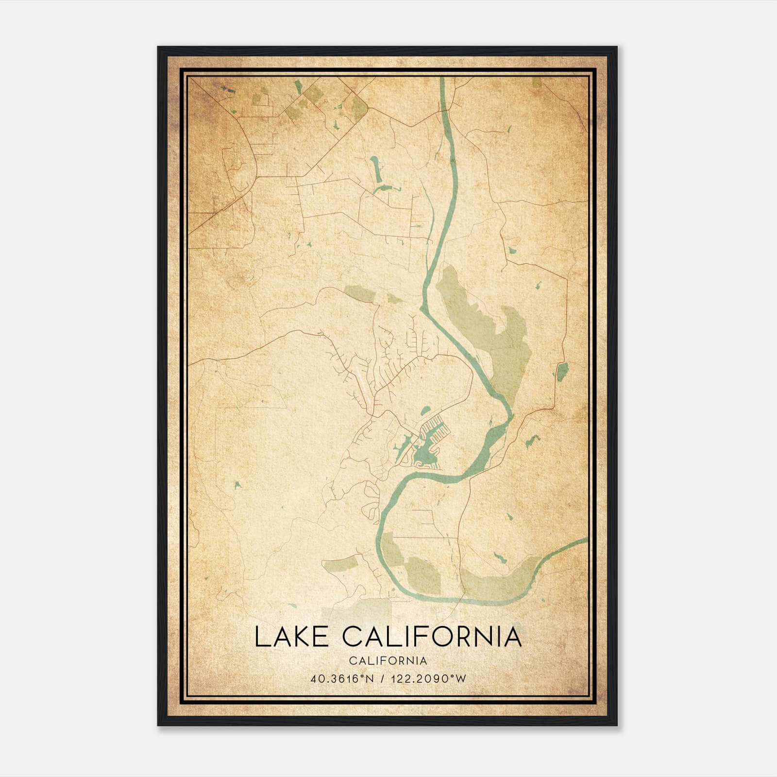Vintage Lake California California Map Poster, Lake California CA City Road Wall Art Print Vintage Lake California California Map Poster, Lake California CA City Road Wall Art Print