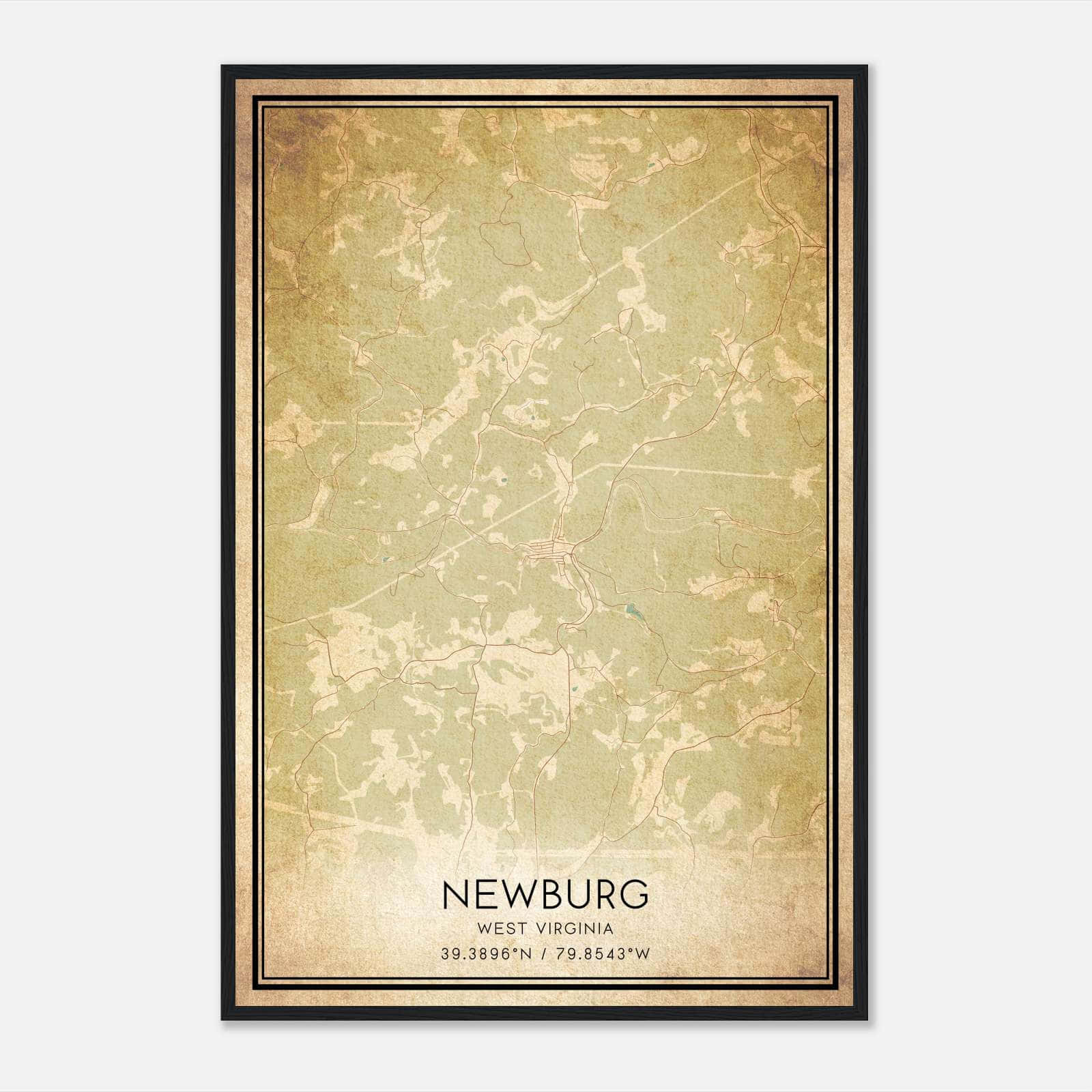 Vintage Newburg West Virginia Map Poster, Newburg WV City Road Wall Art Print Vintage Newburg West Virginia Map Poster, Newburg WV City Road Wall Art Print