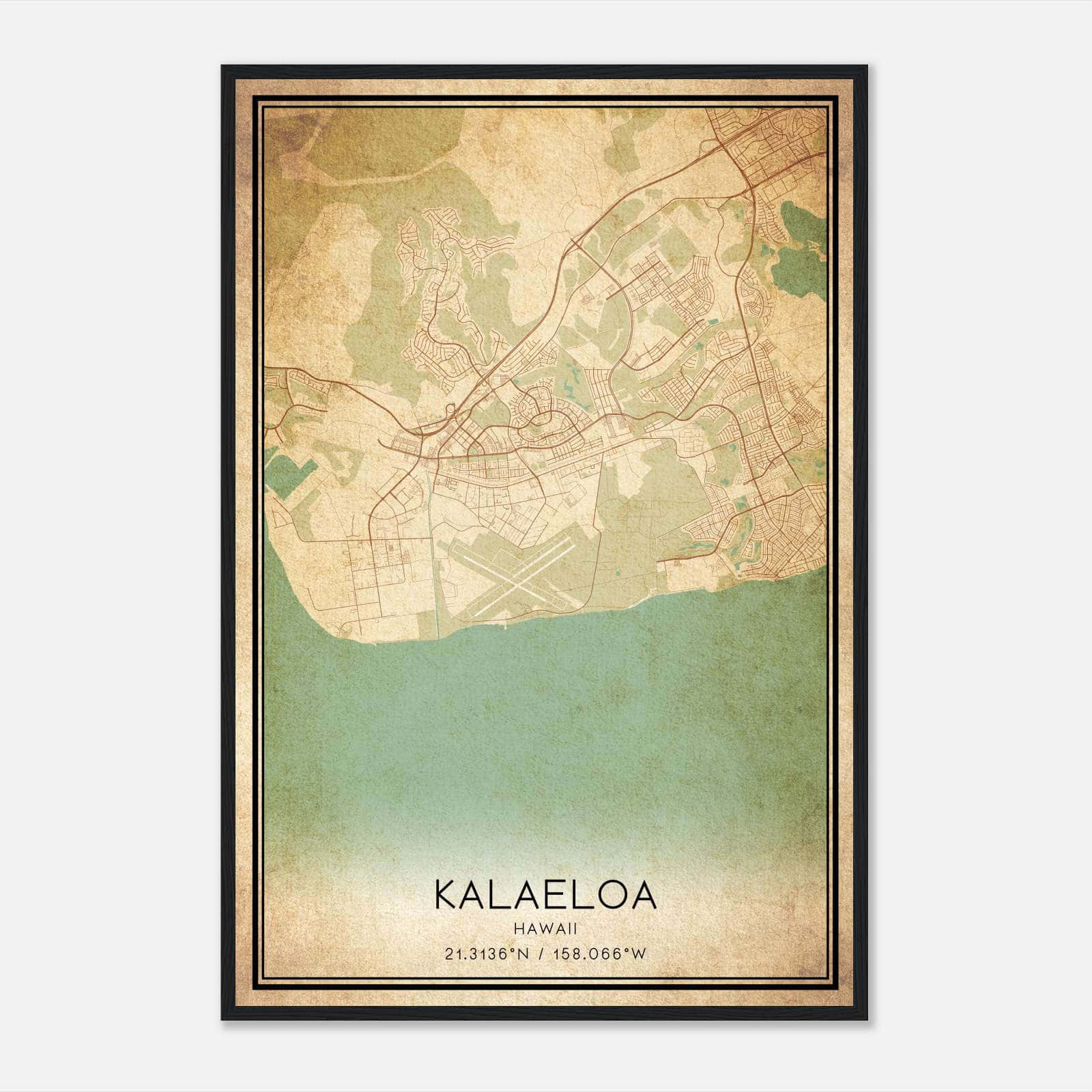 Vintage Kalaeloa Hawaii Map Poster, Kalaeloa HI City Road Wall Art Print Vintage Kalaeloa Hawaii Map Poster, Kalaeloa HI City Road Wall Art Print