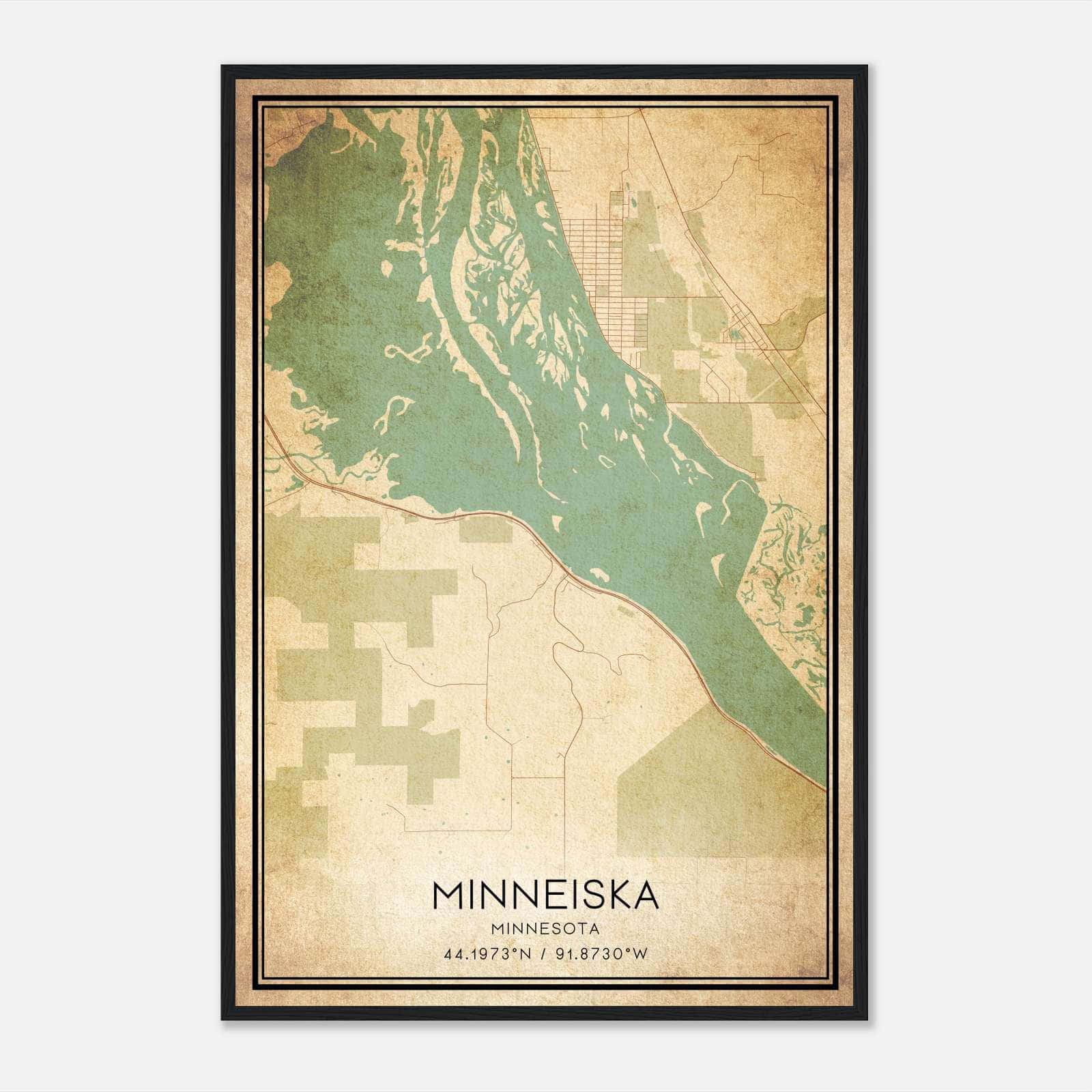 Vintage Minneiska Minnesota Map Poster, Minneiska MN City Road Wall Art Print Vintage Minneiska Minnesota Map Poster, Minneiska MN City Road Wall Art Print