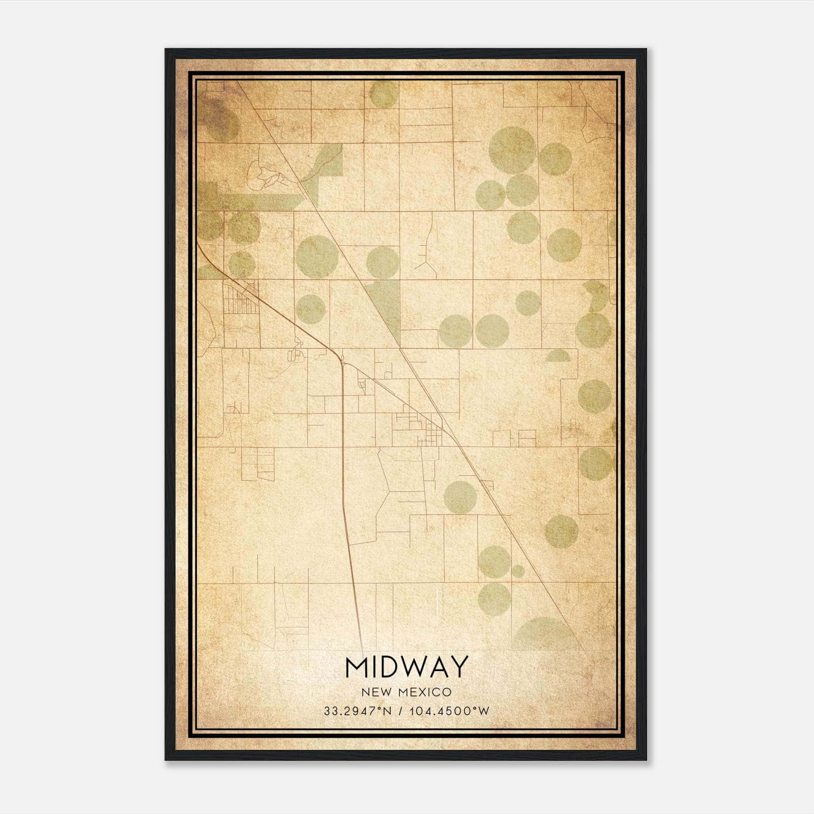 Vintage Midway New Mexico Map Poster, Midway NM City Road Wall Art Print Vintage Midway New Mexico Map Poster, Midway NM City Road Wall Art Print