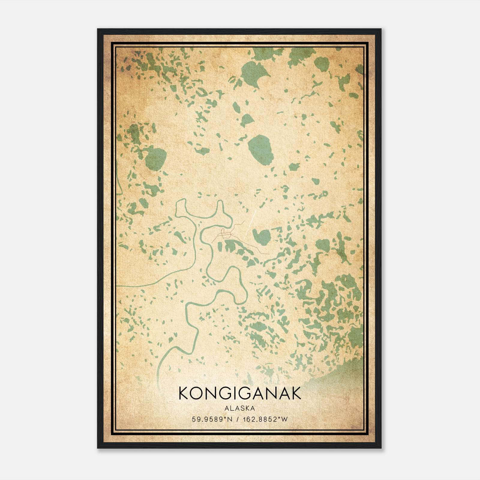 Vintage Kongiganak Alaska Map Poster, Kongiganak AK City Road Wall Art Print Vintage Kongiganak Alaska Map Poster, Kongiganak AK City Road Wall Art Print