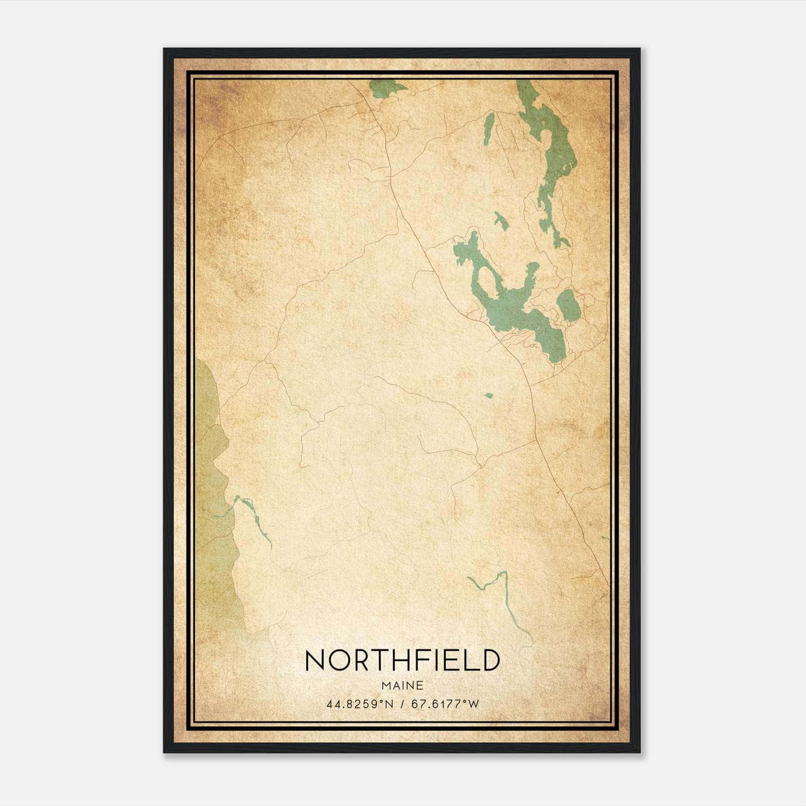 Vintage Northfield Maine Map Poster, Northfield ME City Road Wall Art Print Vintage Northfield Maine Map Poster, Northfield ME City Road Wall Art Print