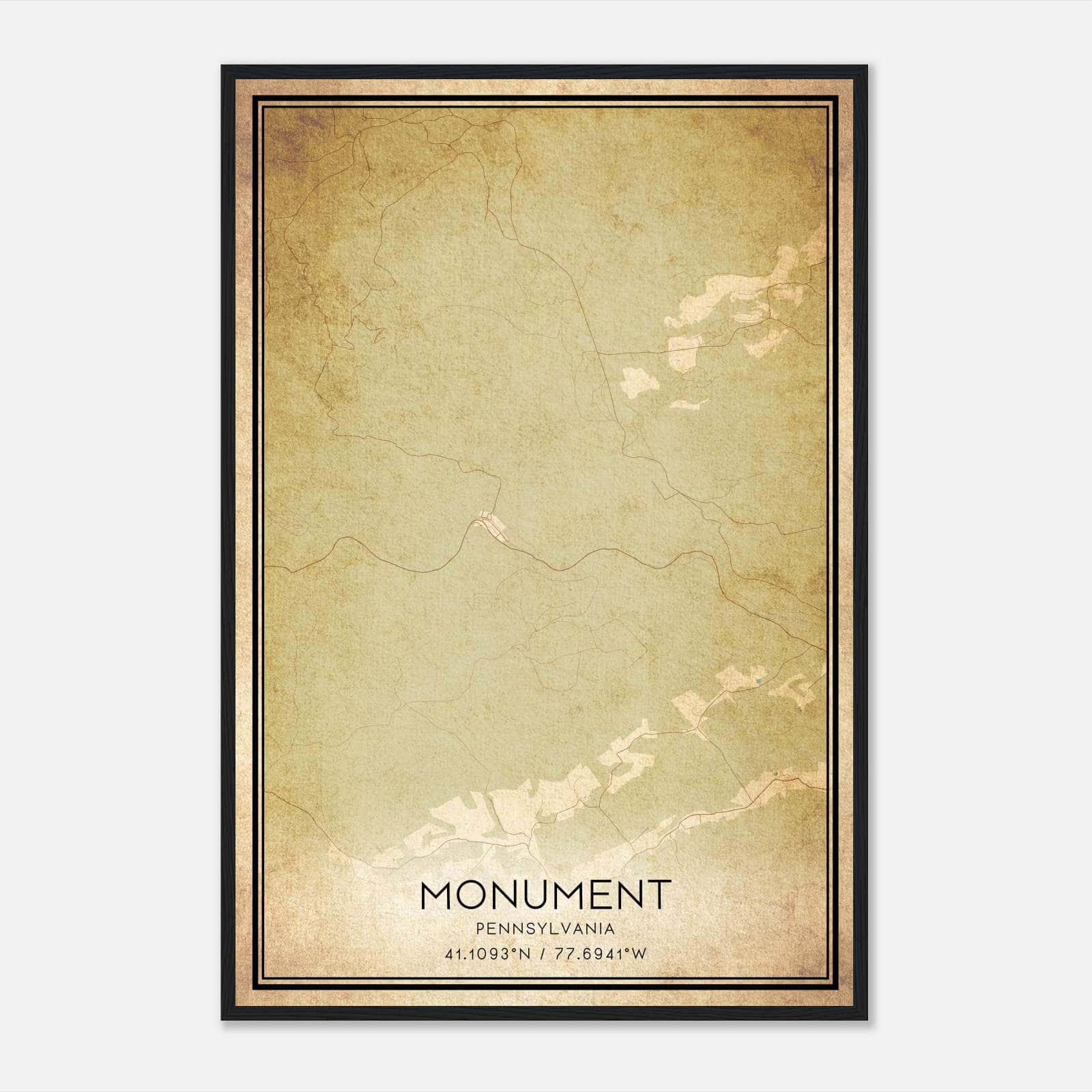 Vintage Monument Pennsylvania Map Poster, Monument PA City Road Wall Art Print Vintage Monument Pennsylvania Map Poster, Monument PA City Road Wall Art Print